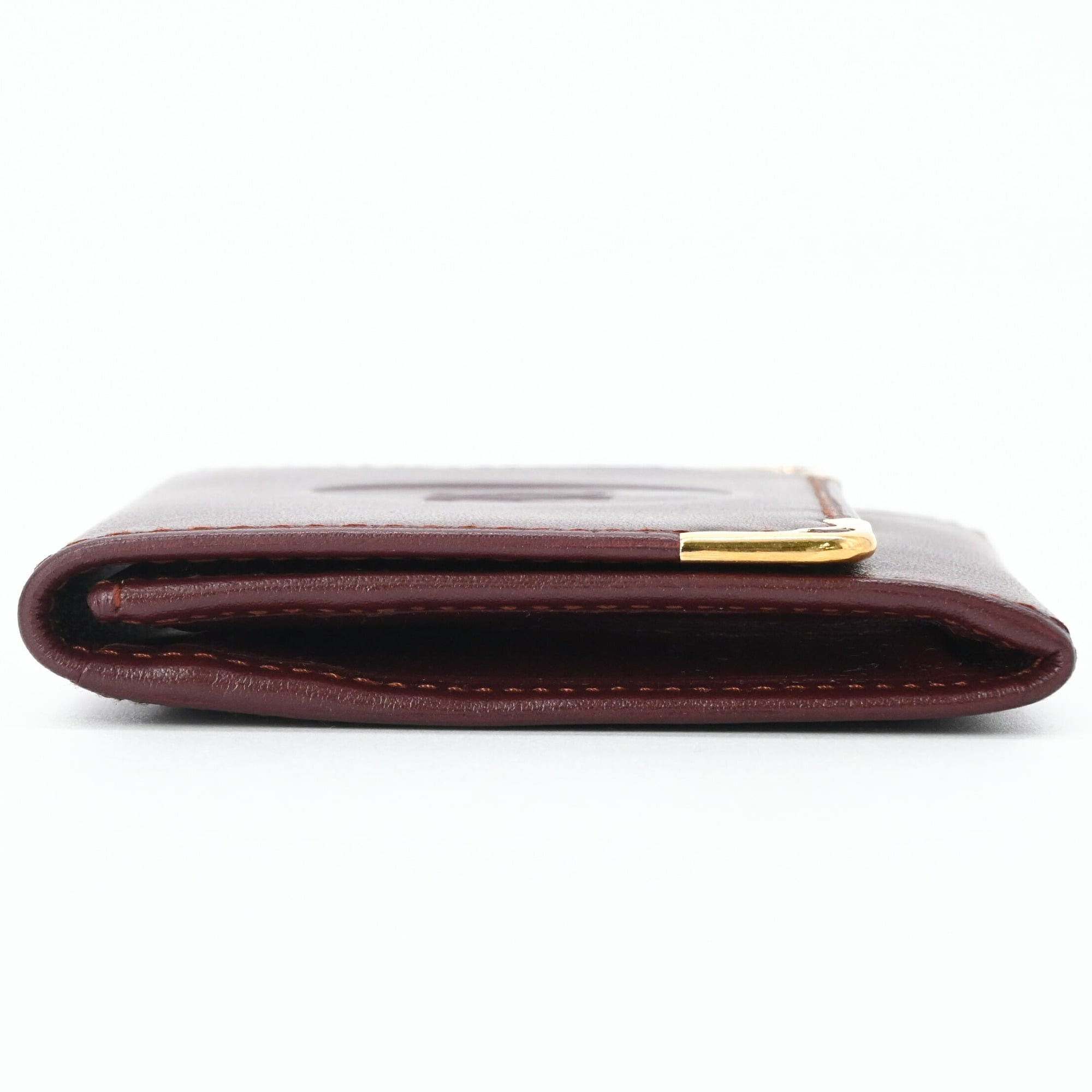 Cartier Bordeaux Leather Coin Purse/Coin Case (Pre-Owned)