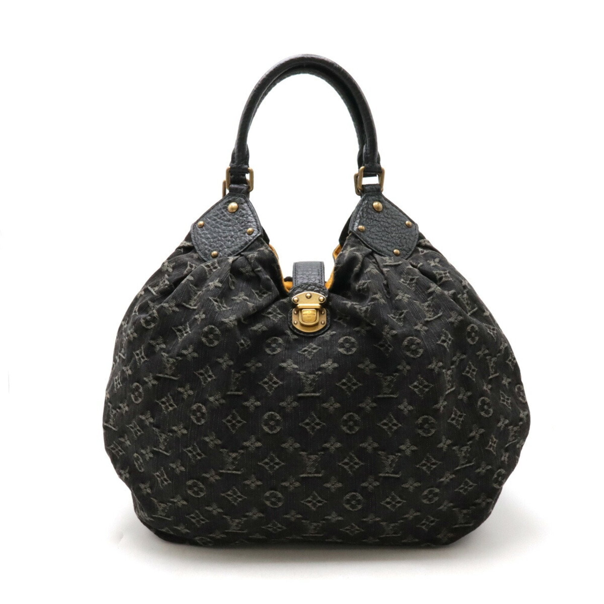 Louis Vuitton Black Noir Monogram Denim Handbag Shoulder Bag (Pre-Owned)