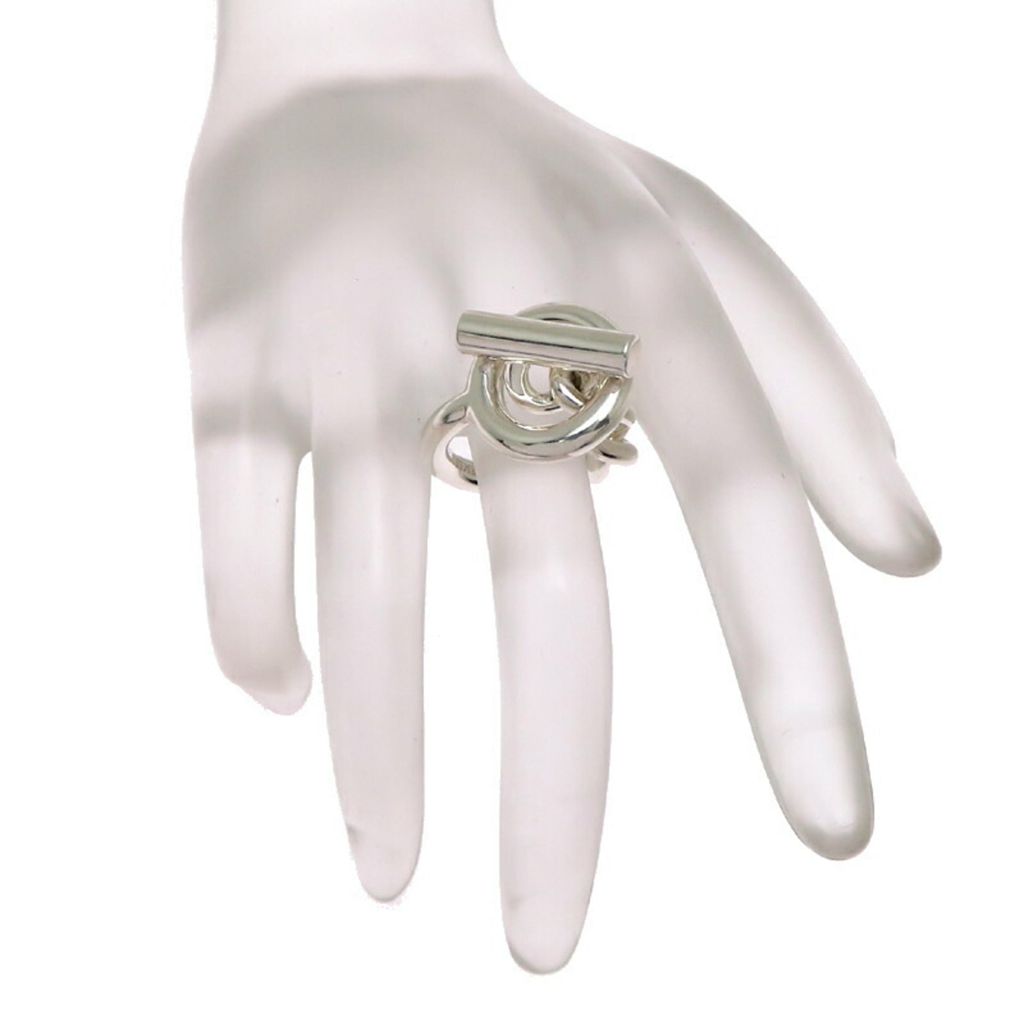Hermes Silver Silver 925 Band Ring (Pre-Owned)