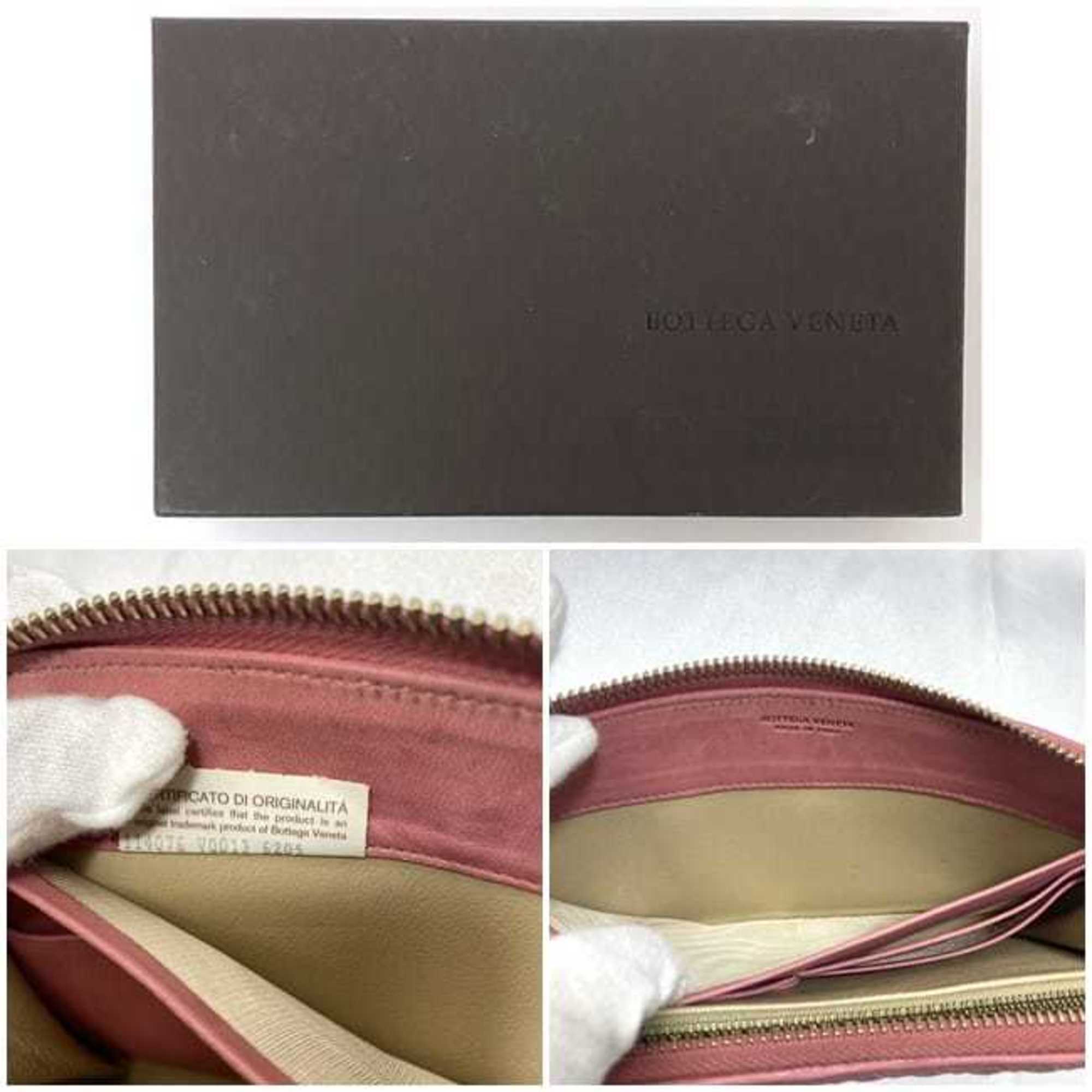 Bottega Veneta Pink Leather Long Wallet (Bi-Fold) (Pre-Owned)