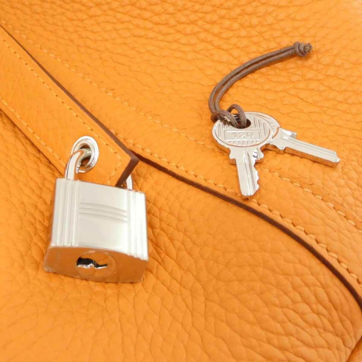 Hermes Orange Taurillon Clemence Leather Handbag (Pre-Owned)