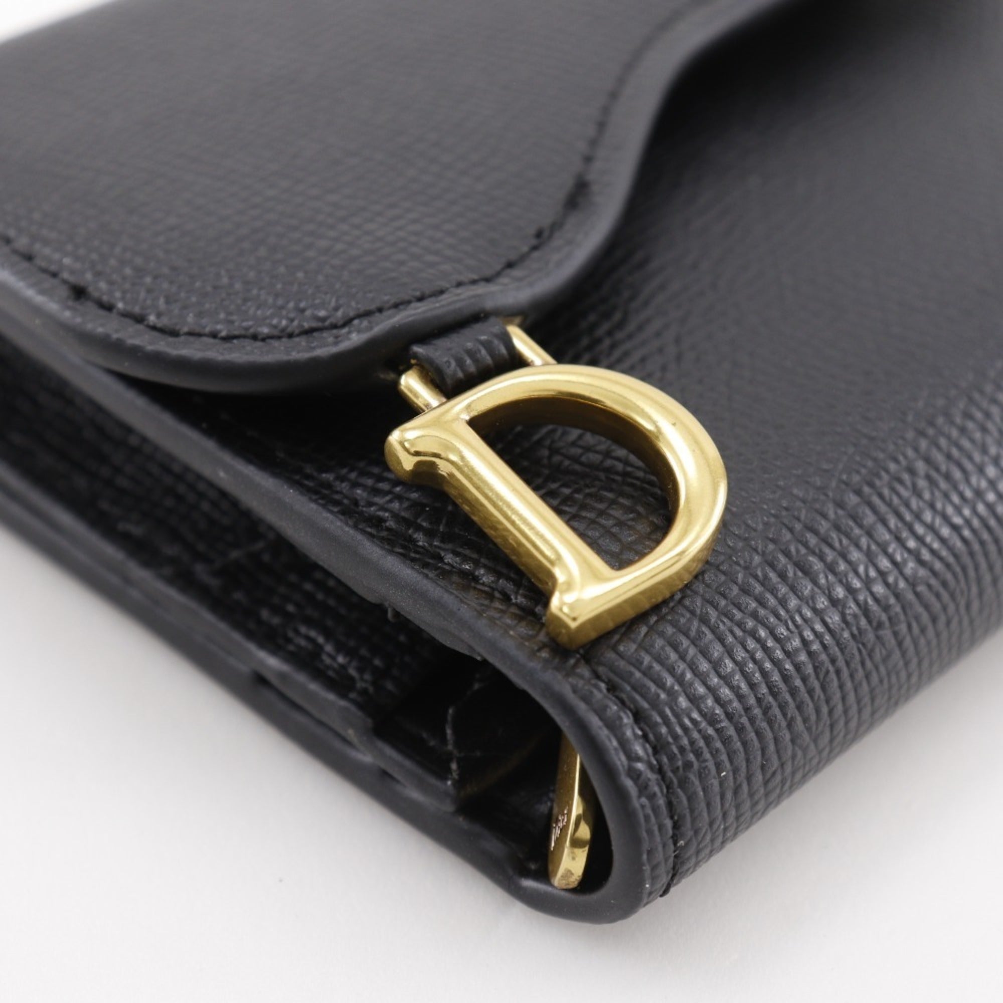 Christian Dior Black Leather Wallet (Tri-Fold) (Pre-Owned)