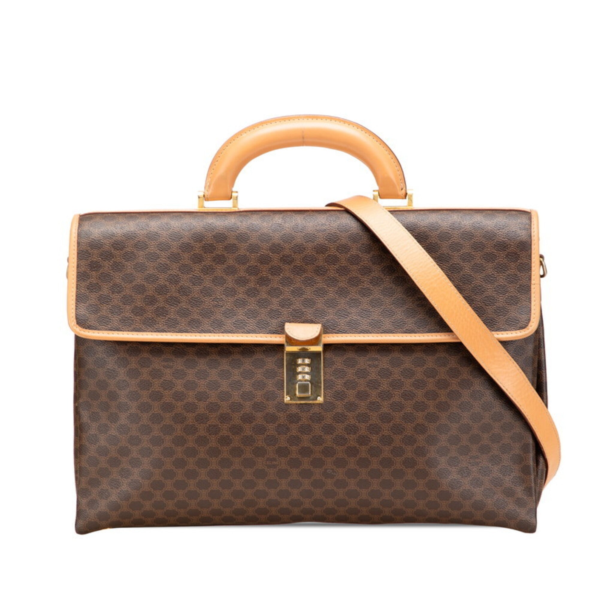Celine Brown Pvc Leather Briefcase Shoulder Bag (Pre-Owned)