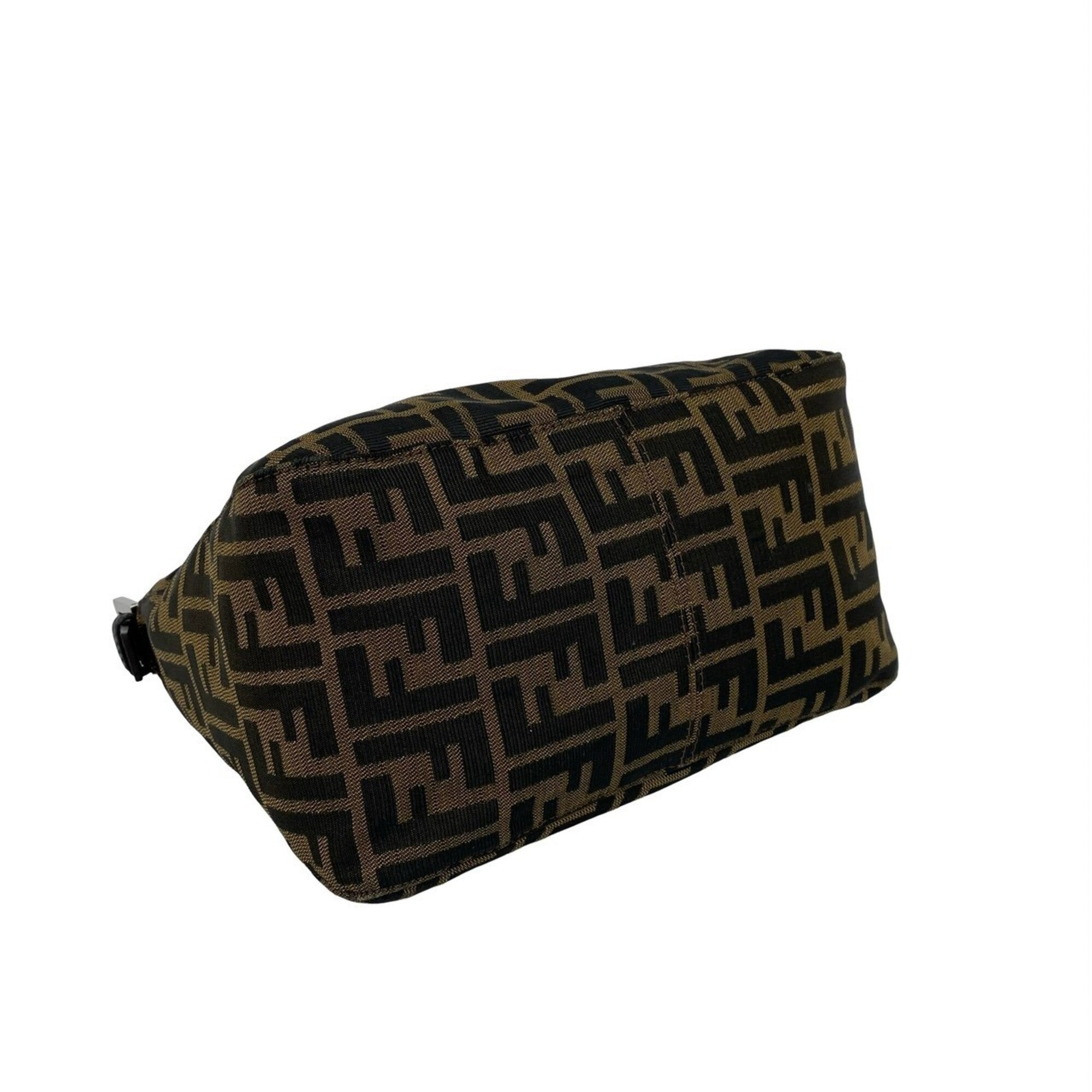 Fendi Black Brown Canvas Leather Handbag Shoulder Bag (Pre-Owned)