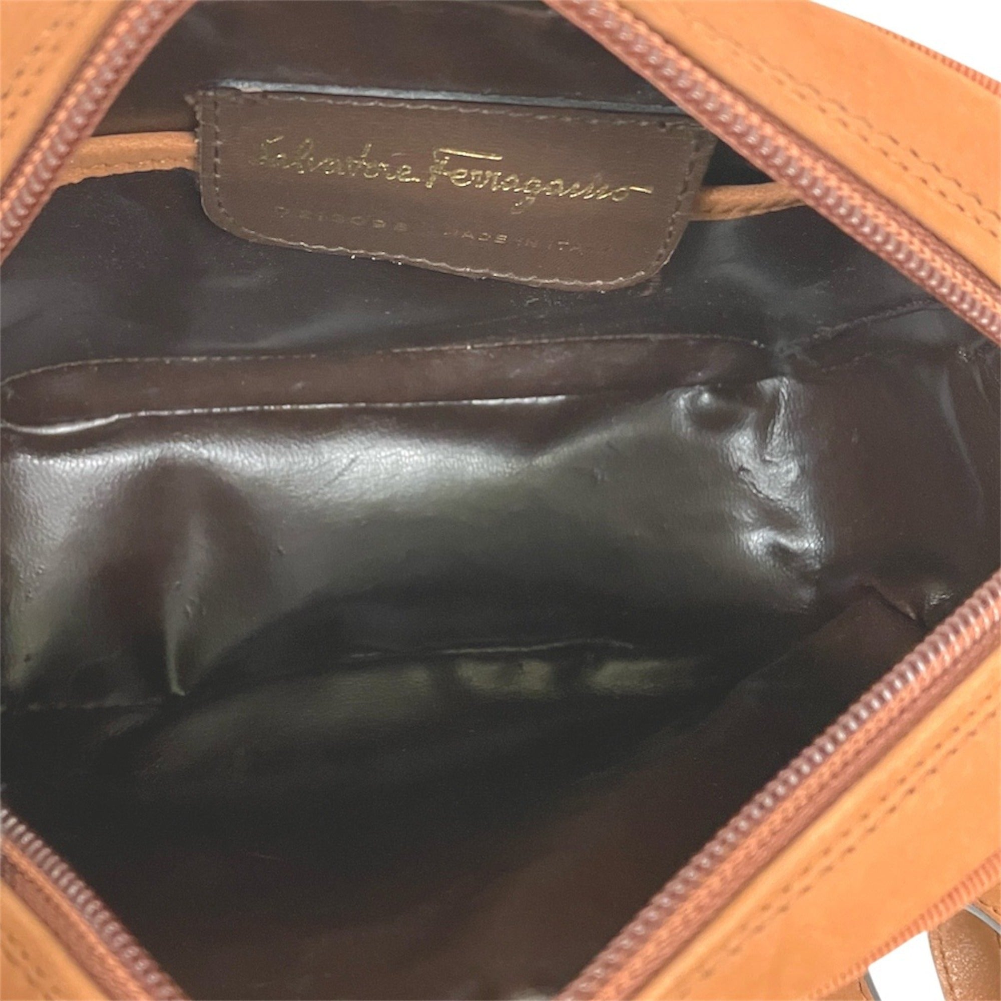 Salvatore Ferragamo Vara Brown Suede Shoulder Bag (Pre-Owned)