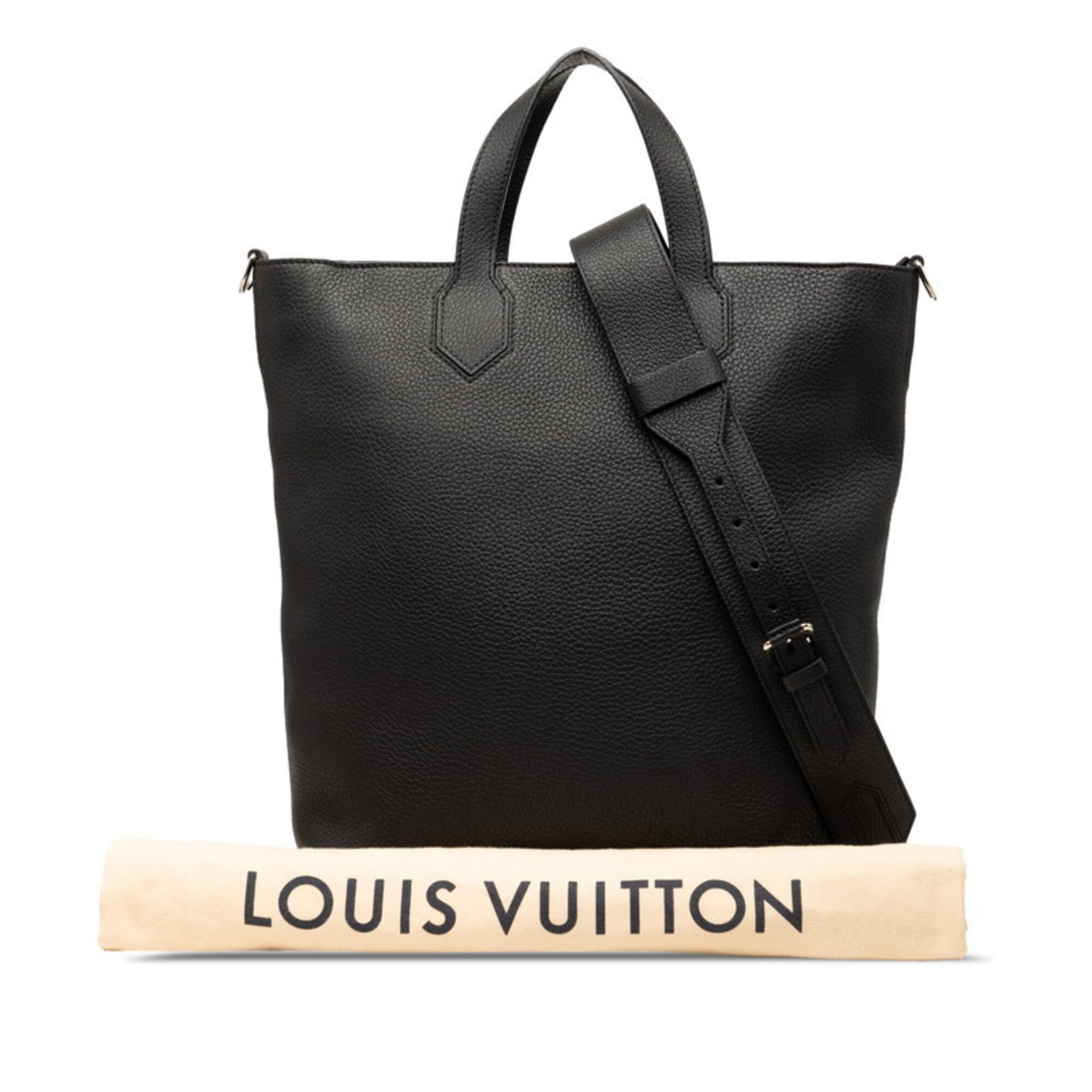 Louis Vuitton Black Leather Shoulder Bag Tote Bag (Pre-Owned)