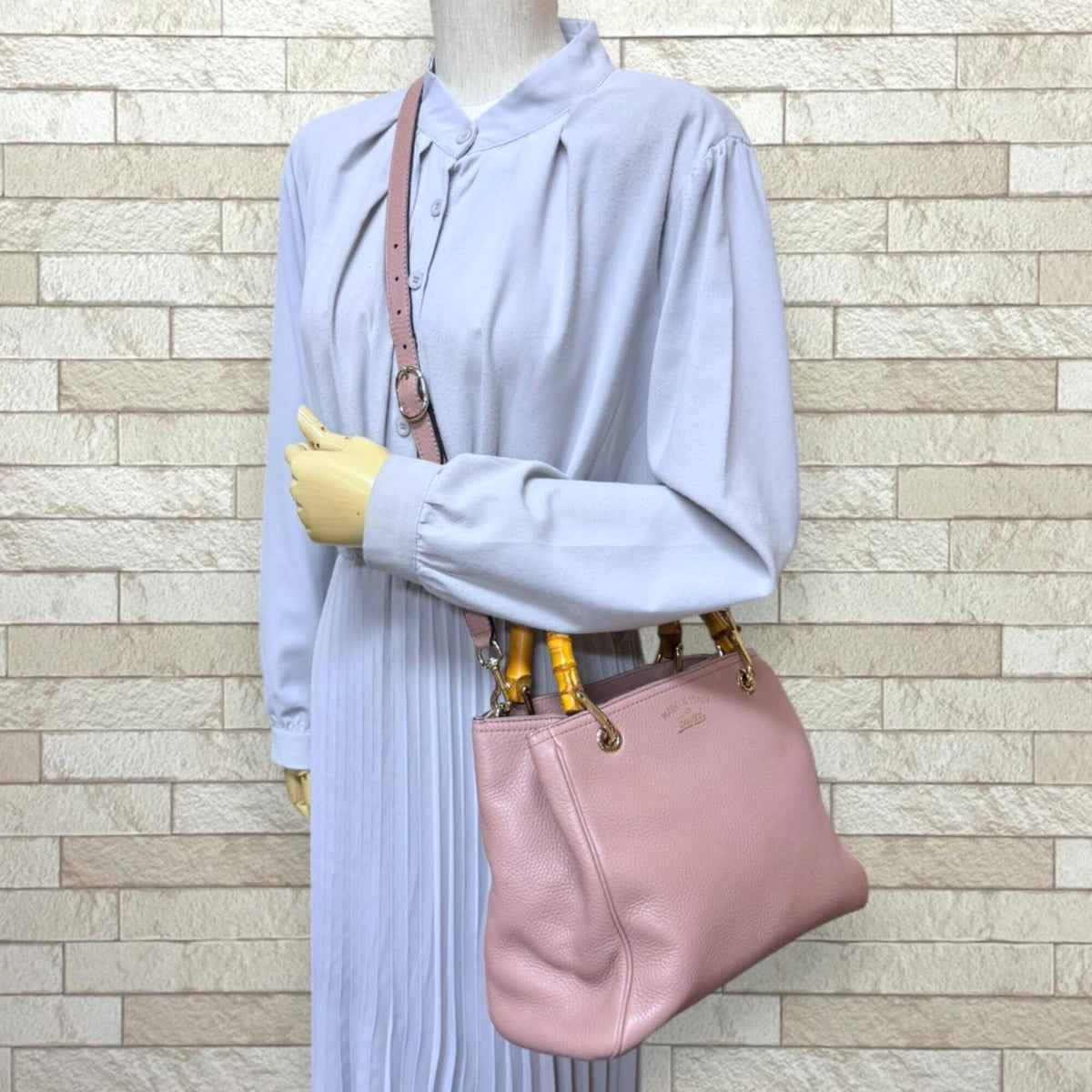 Gucci Pink Bamboo Handbag Shoulder Bag (Pre-Owned)
