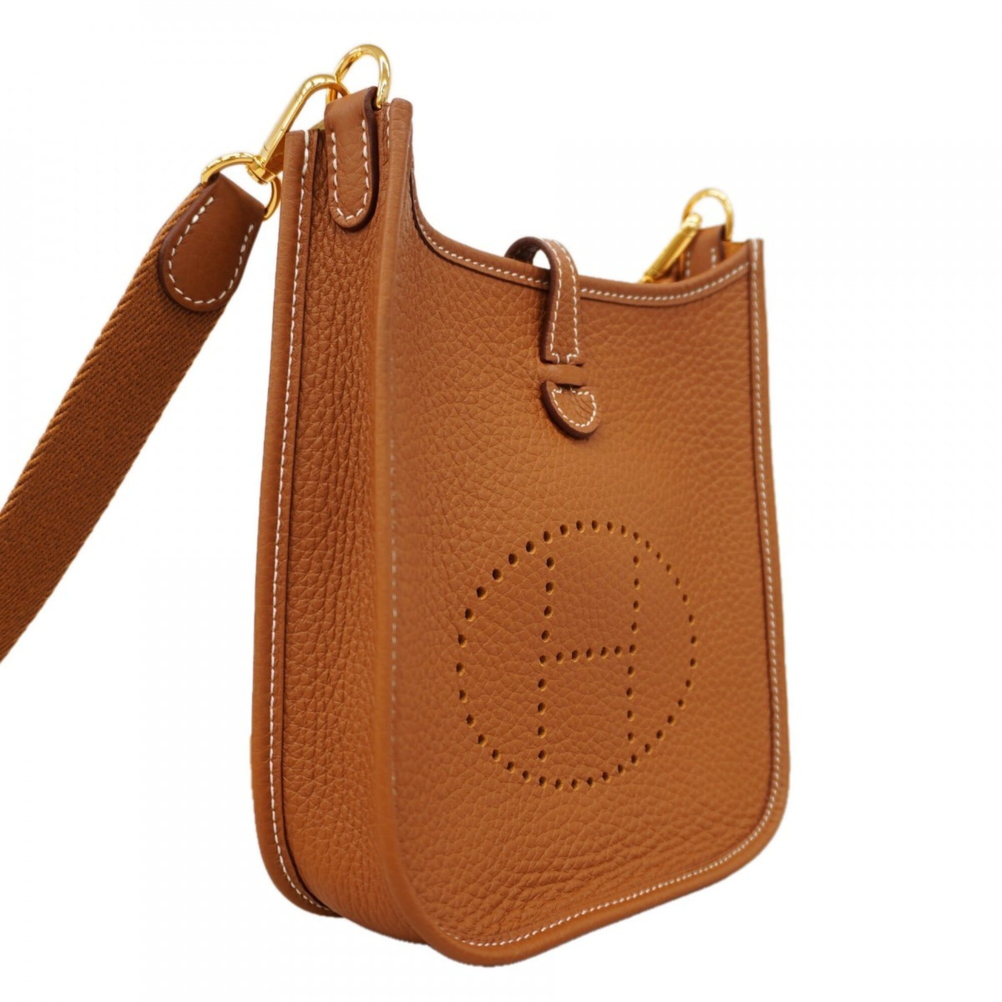 Hermes Gold Taurillon Clemence Leather Shoulder Bag (Pre-Owned)