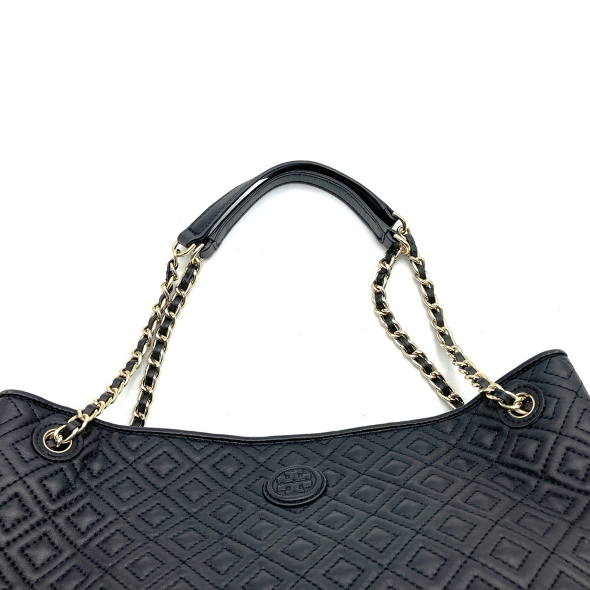 Tory Burch Black Leather Shoulder Bag Tote Bag (Pre-Owned)