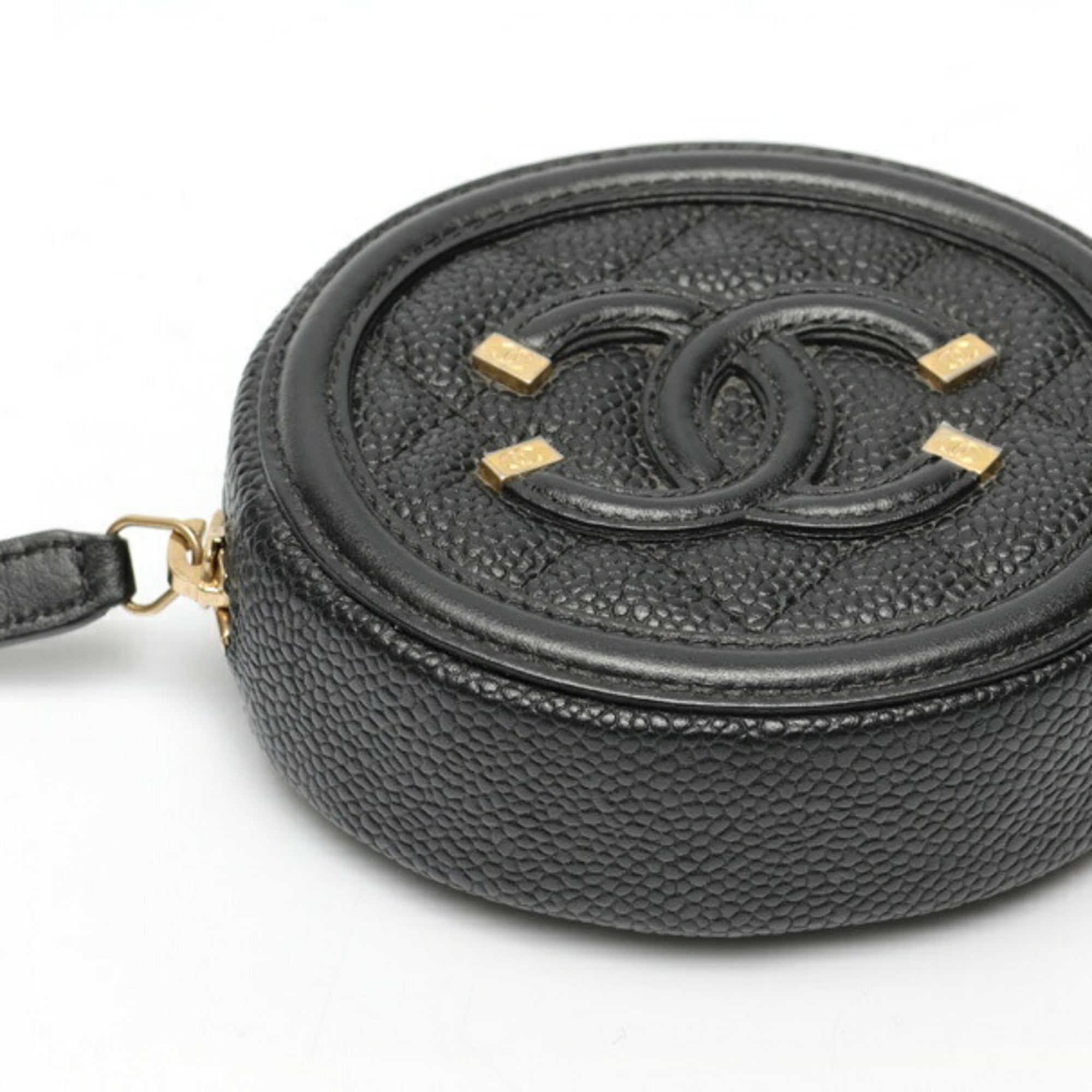 Chanel Black Grained Calfskin Coin Purse/Coin Case (Pre-Owned)