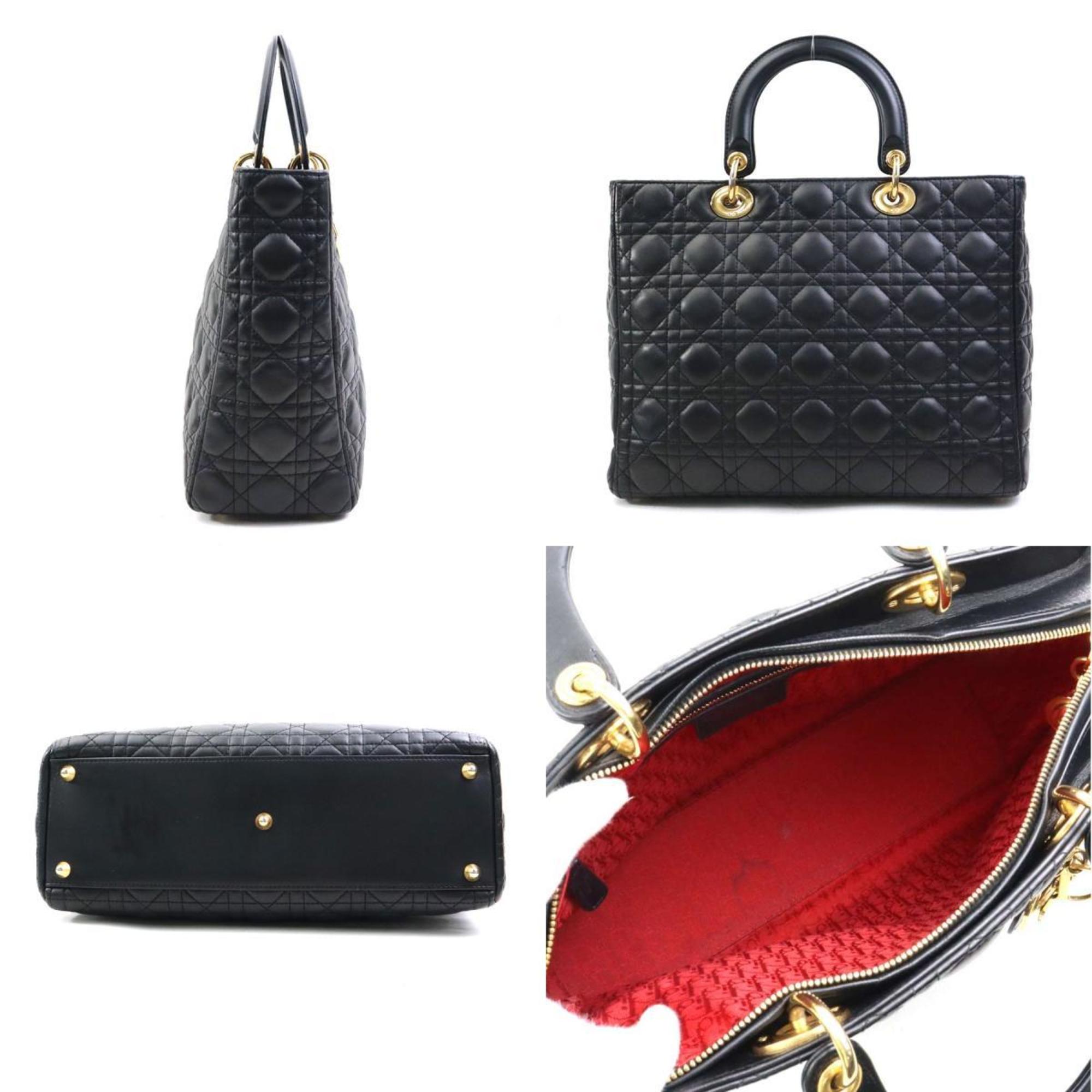 Christian Dior Black Leather Handbag Shoulder Bag (Pre-Owned)