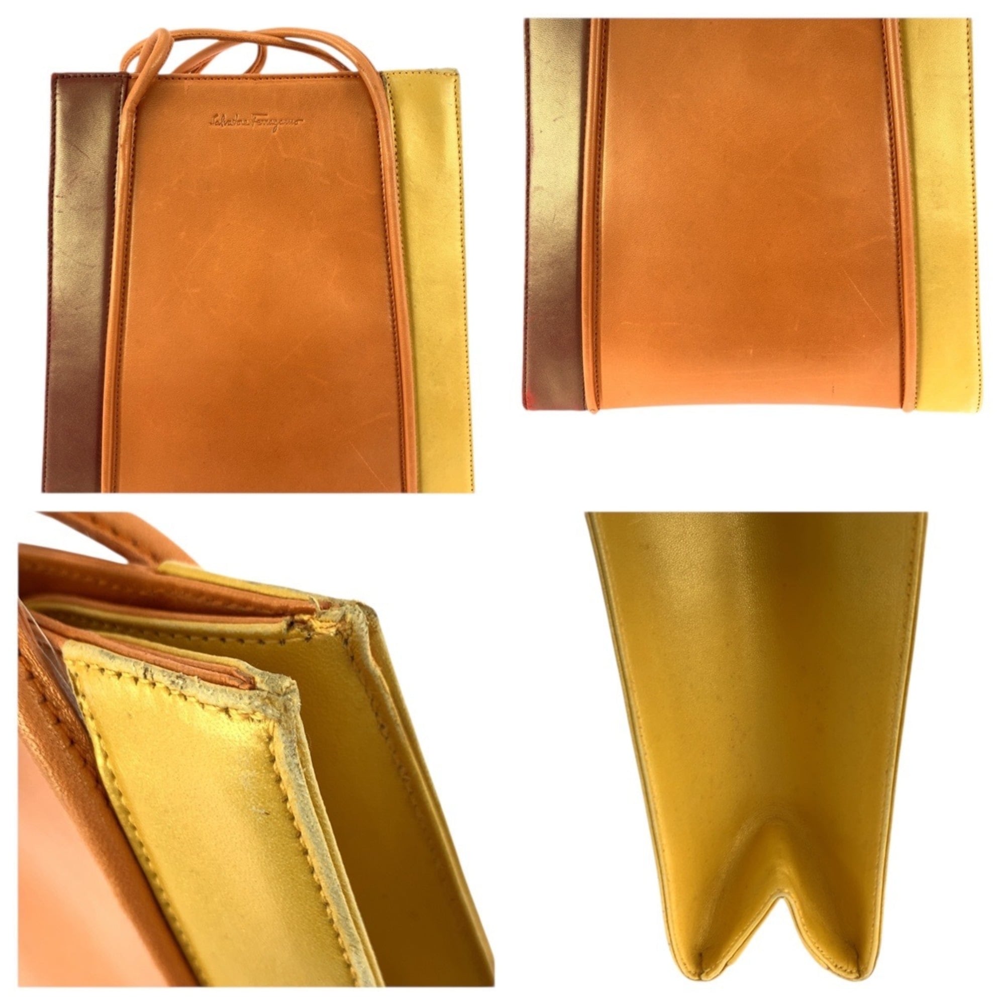 Salvatore Ferragamo Orange Leather Handbag (Pre-Owned)