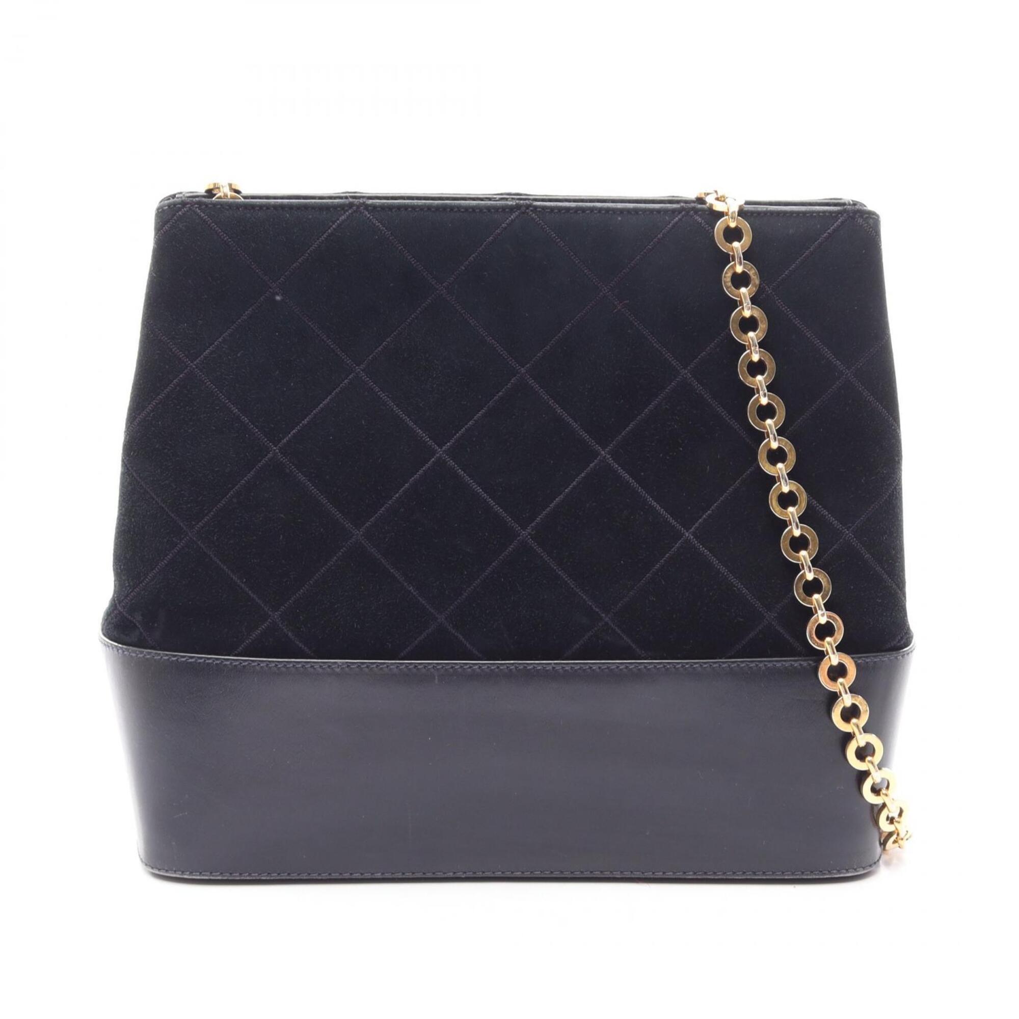 Salvatore Ferragamo Black Leather Suede Handbag Shoulder Bag (Pre-Owned)