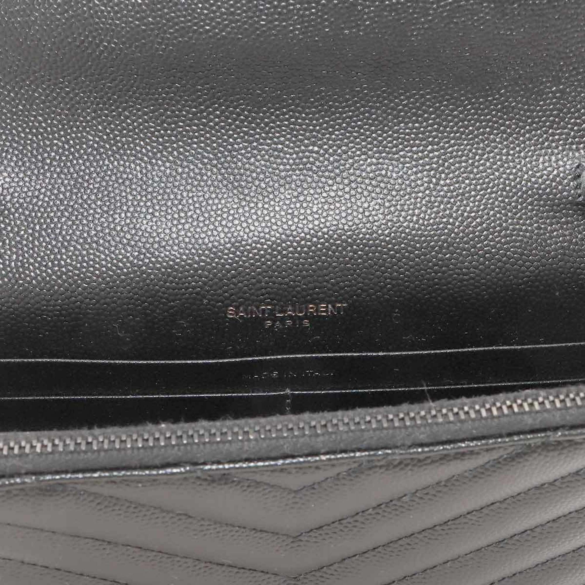 Saint Laurent Black Leather Chain/Shoulder Wallet (Pre-Owned)