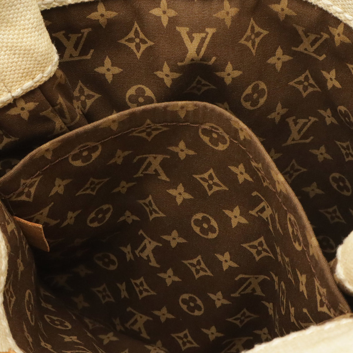 Louis Vuitton Blue Natural Yellow Canvas Handbag Tote Bag (Pre-Owned)