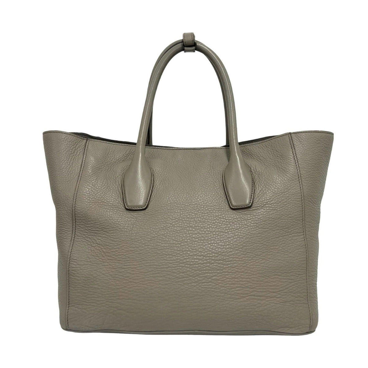 Prada Gray Leather Handbag Tote Bag (Pre-Owned)