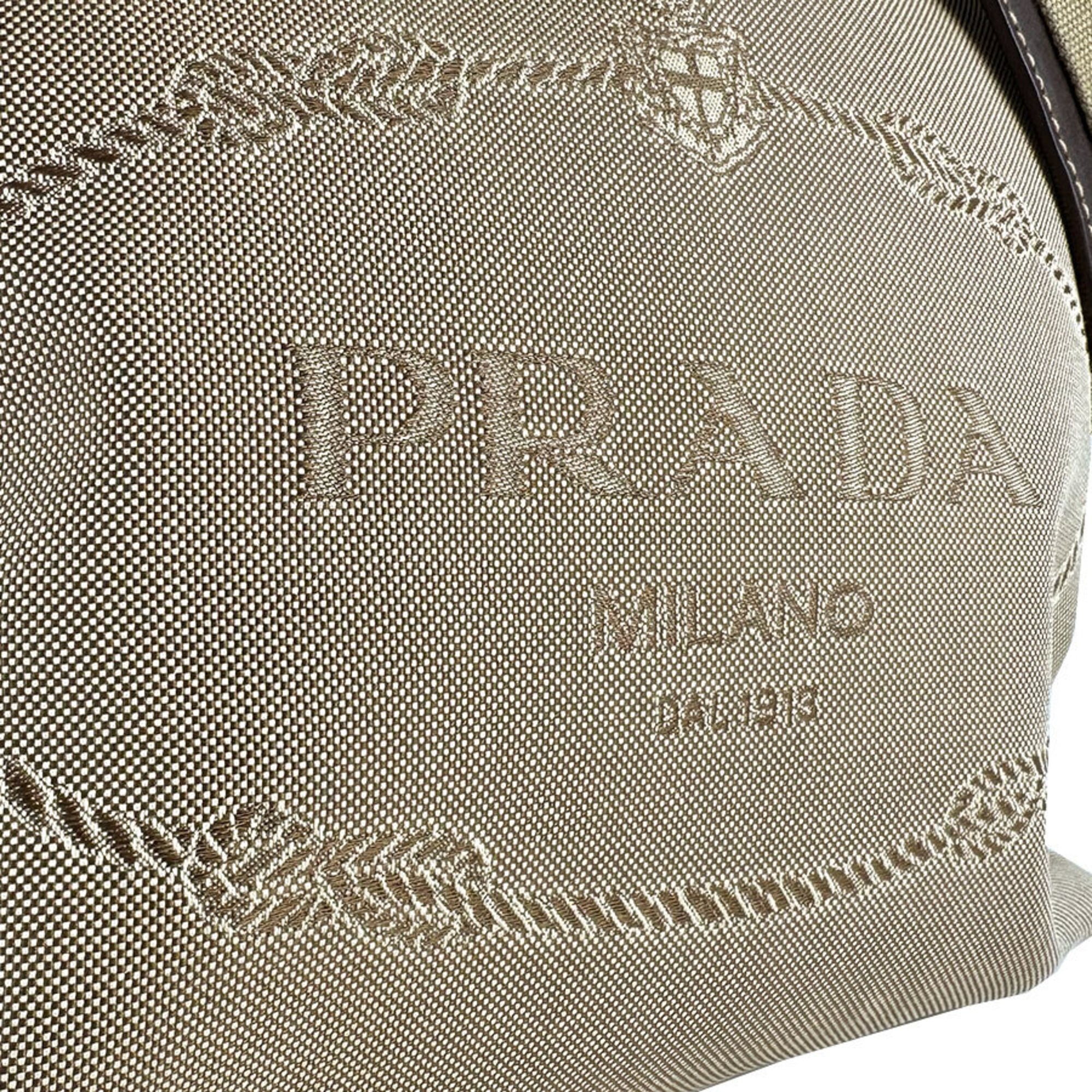 Prada Brown Canvas Leather Shoulder Bag (Pre-Owned)