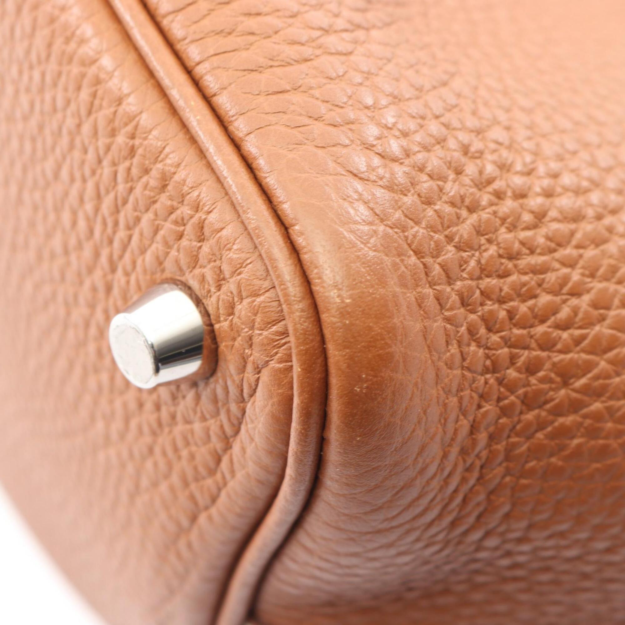 Hermes Brown Ivory Taurillon Clemence Leather Swift Leather Handbag (Pre-Owned)