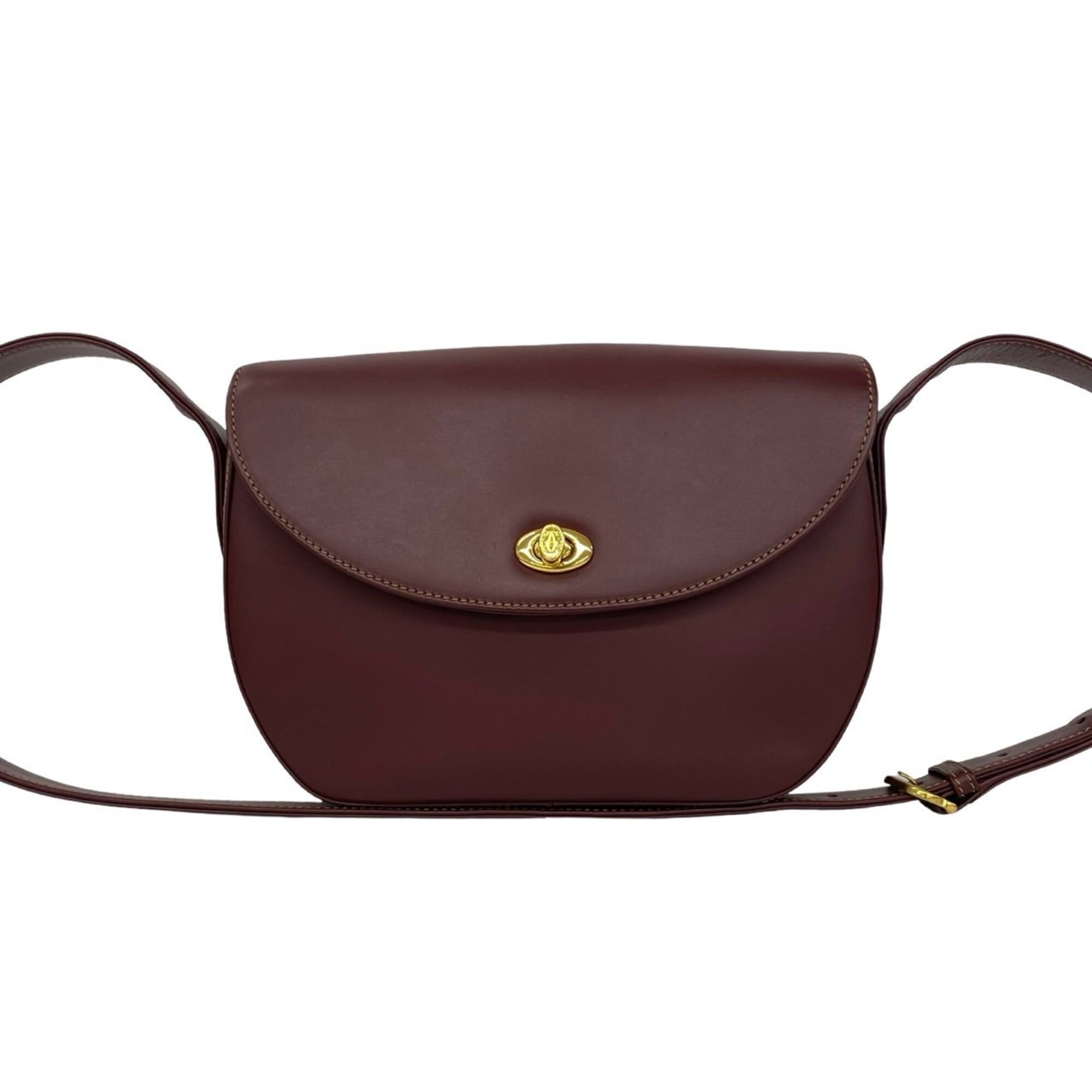 Cartier Wine Red Leather Pochette Shoulder Bag (Pre-Owned)