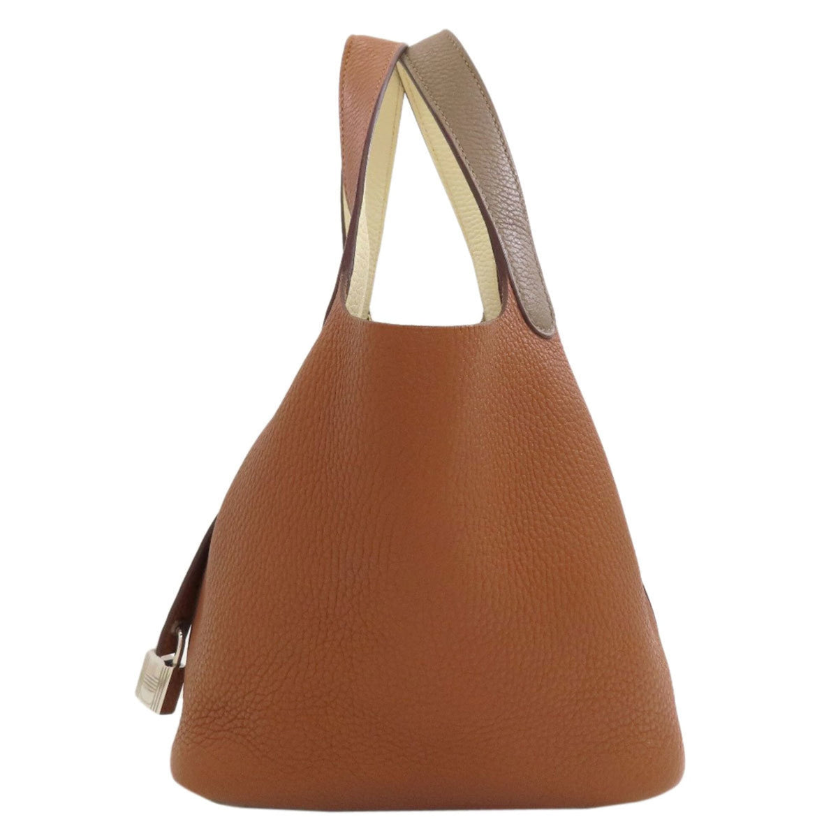 Hermes Picotin Cream Gold Grayish Taurillon Clemence Leather Handbag (Pre-Owned)