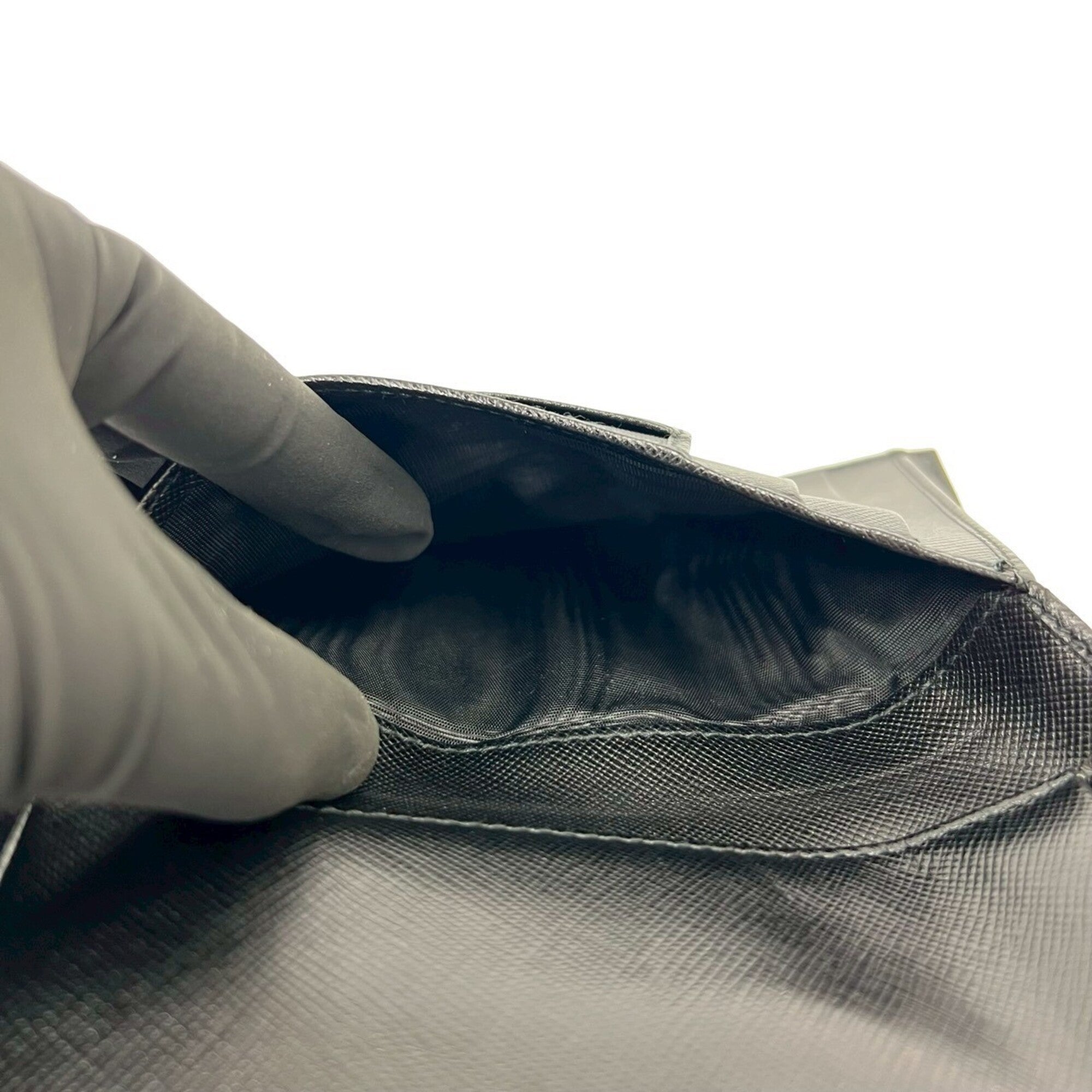 Prada Black Nylon Leather Wallet (Tri-Fold) (Pre-Owned)