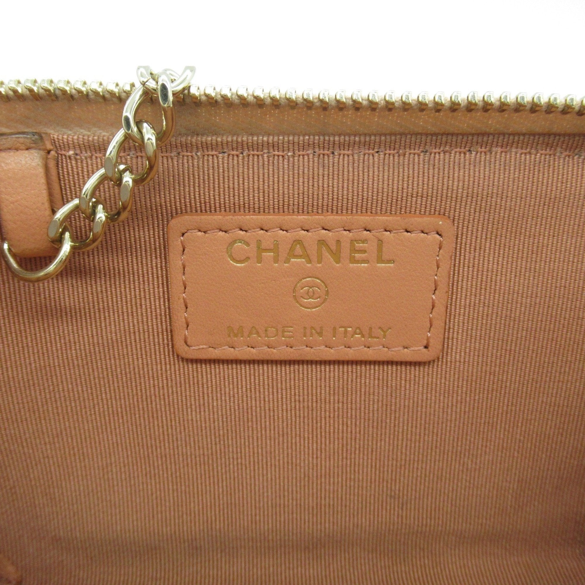 Chanel Pink Pink Beige Leather Coin Purse/Coin Case (Pre-Owned)