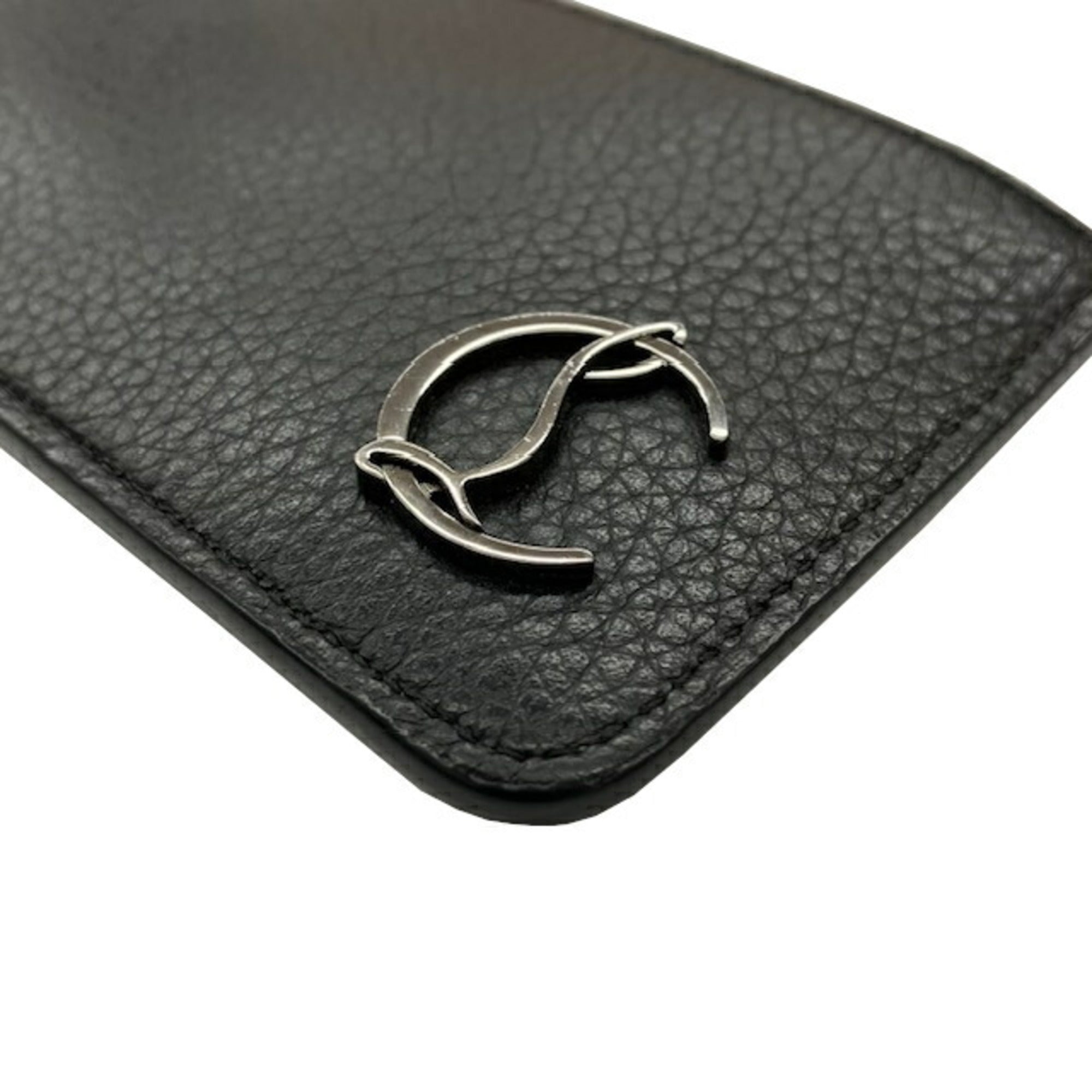 Christian Louboutin Black Red Color Leather Coin Purse/Coin Case (Pre-Owned)