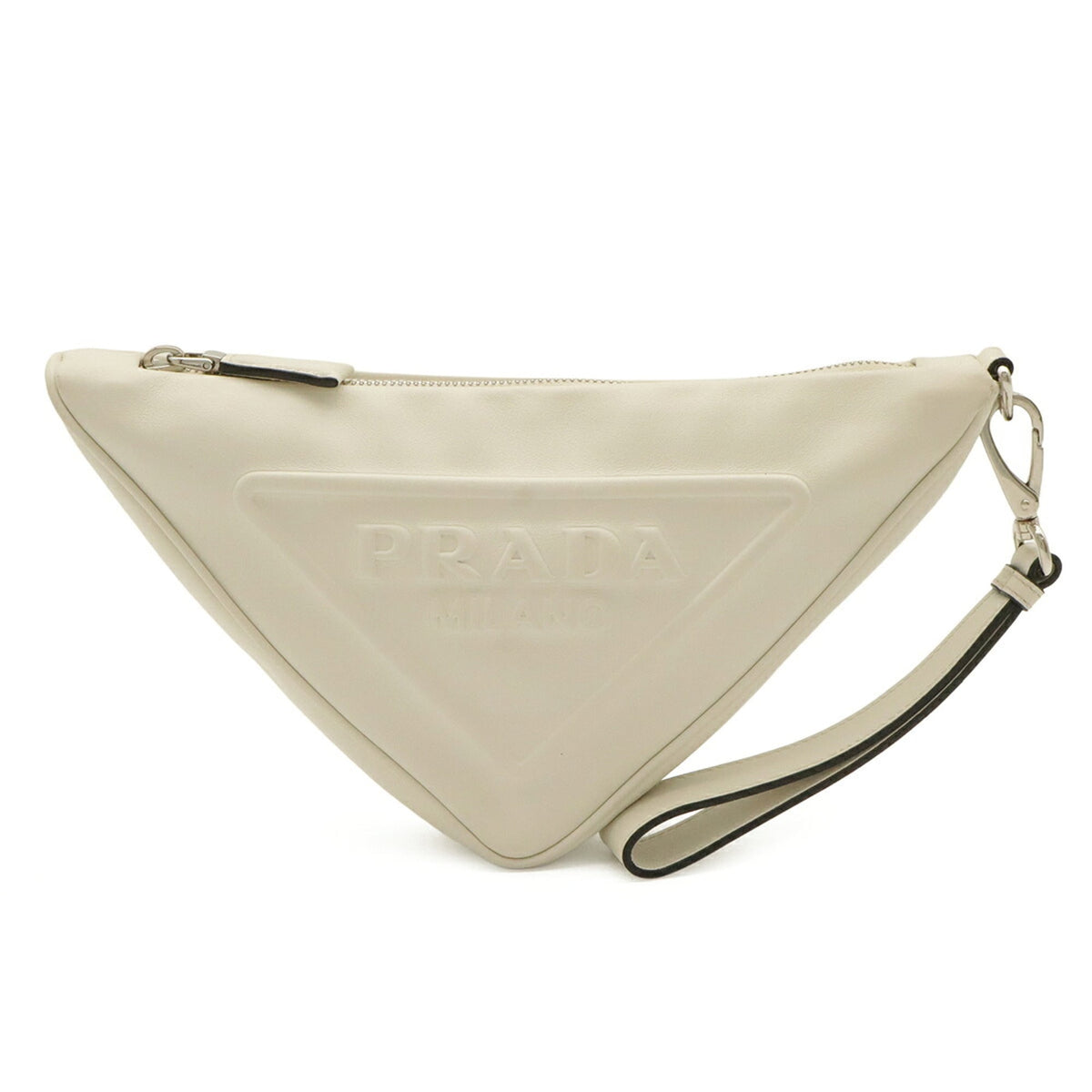 Prada Ivory Leather Clutch Bag Pouch (Pre-Owned)