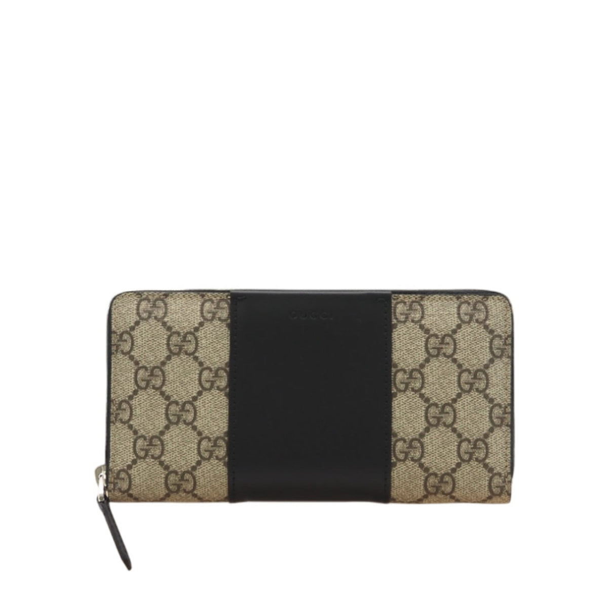 Gucci Beige Black Leather Long Wallet (Bi-Fold) (Pre-Owned)