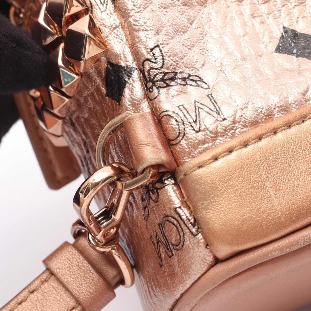 Mcm Gold Coated Canvas Backpack Handbag (Pre-Owned)