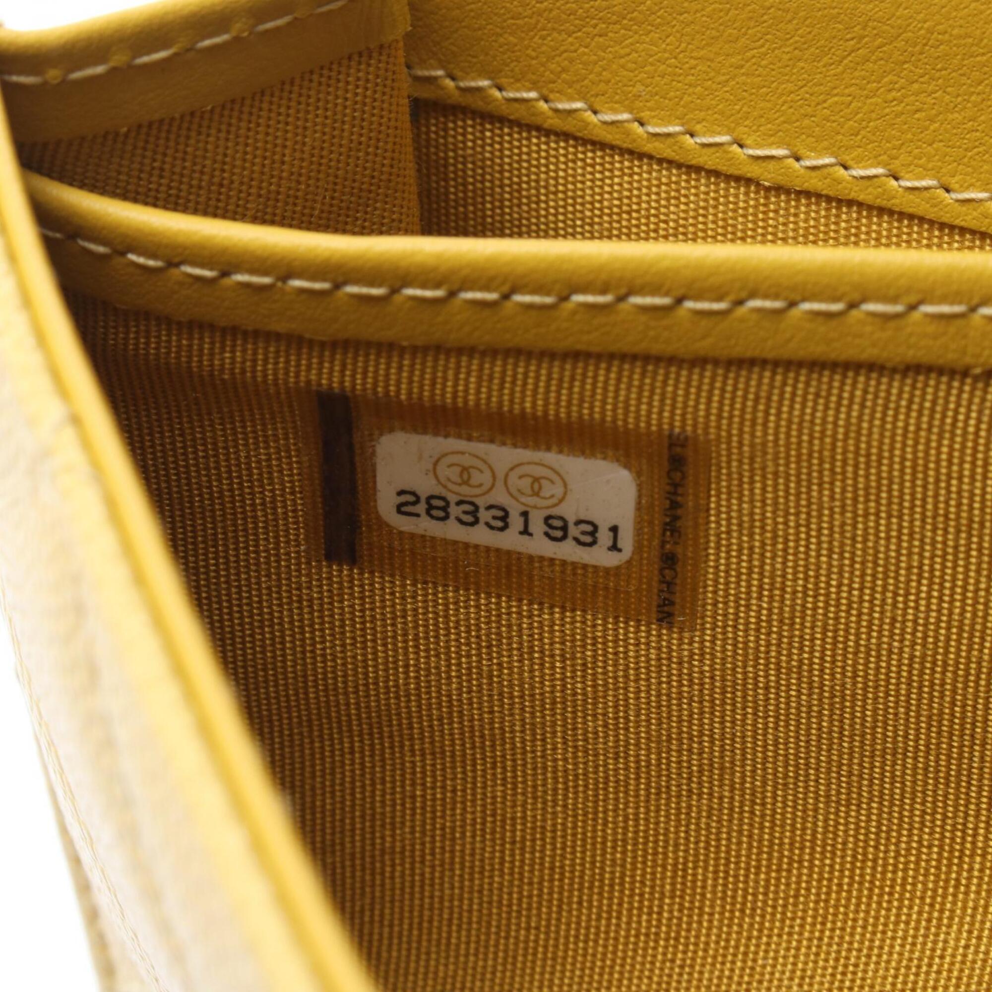 Chanel Yellow Grained Calfskin Leather Long Wallet (Bi-Fold) (Pre-Owned)
