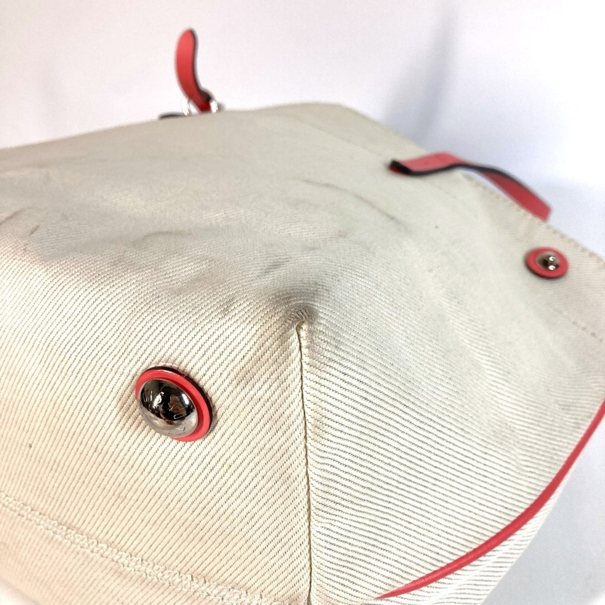 Louis Vuitton Pink White Leather Canvas Shoulder Bag Tote Bag (Pre-Owned)