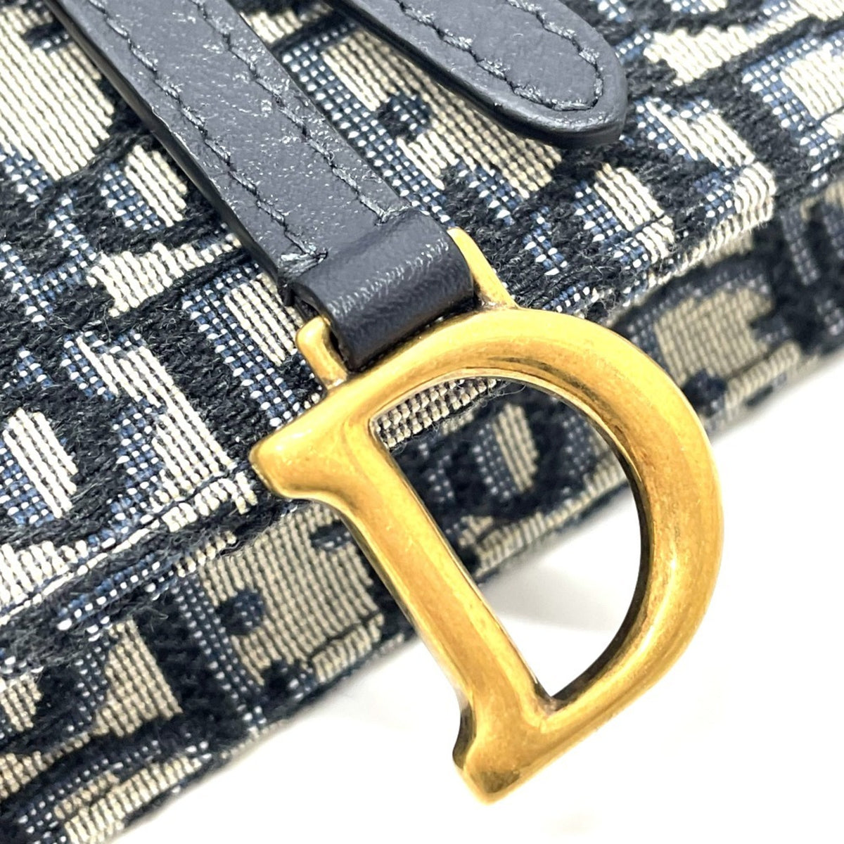 Christian Dior Navy Leather Canvas Fanny Pack Sling Bag (Pre-Owned)