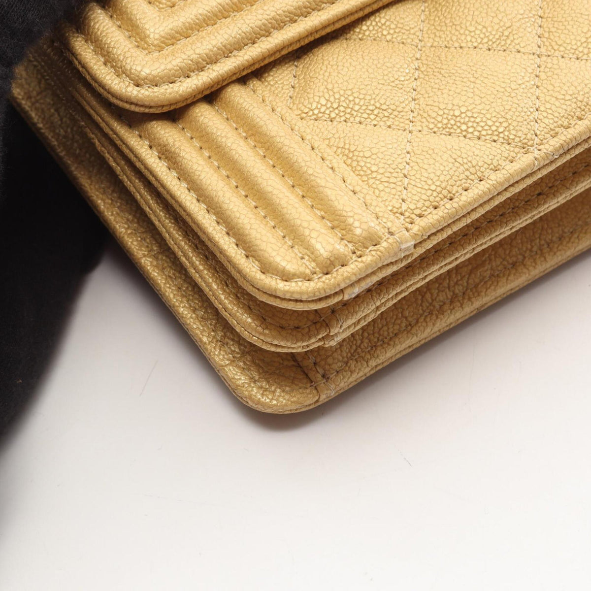 Chanel Gold Grained Calfskin Handbag Shoulder Bag (Pre-Owned)