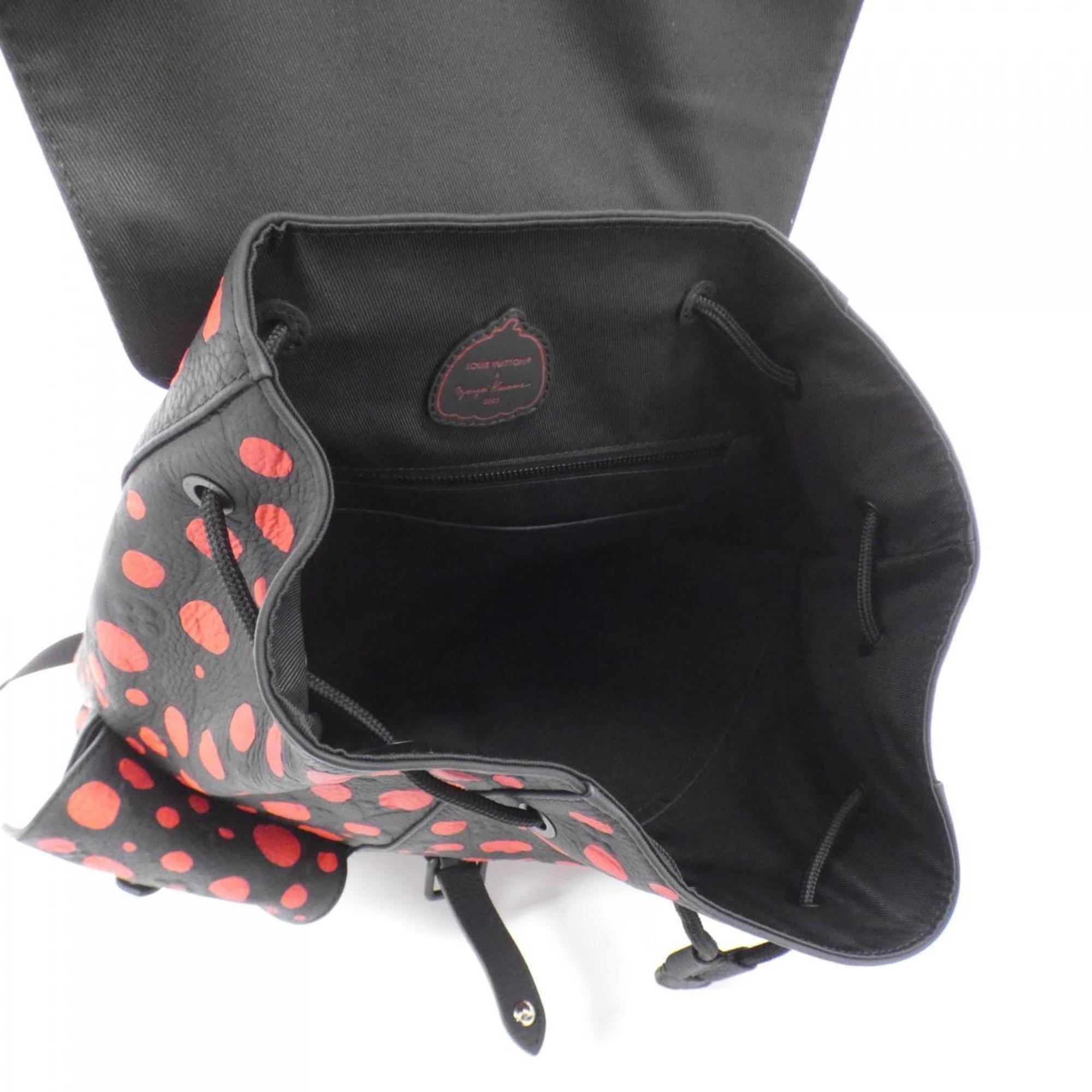 Louis Vuitton Black Red Color Leather Backpack (Pre-Owned)