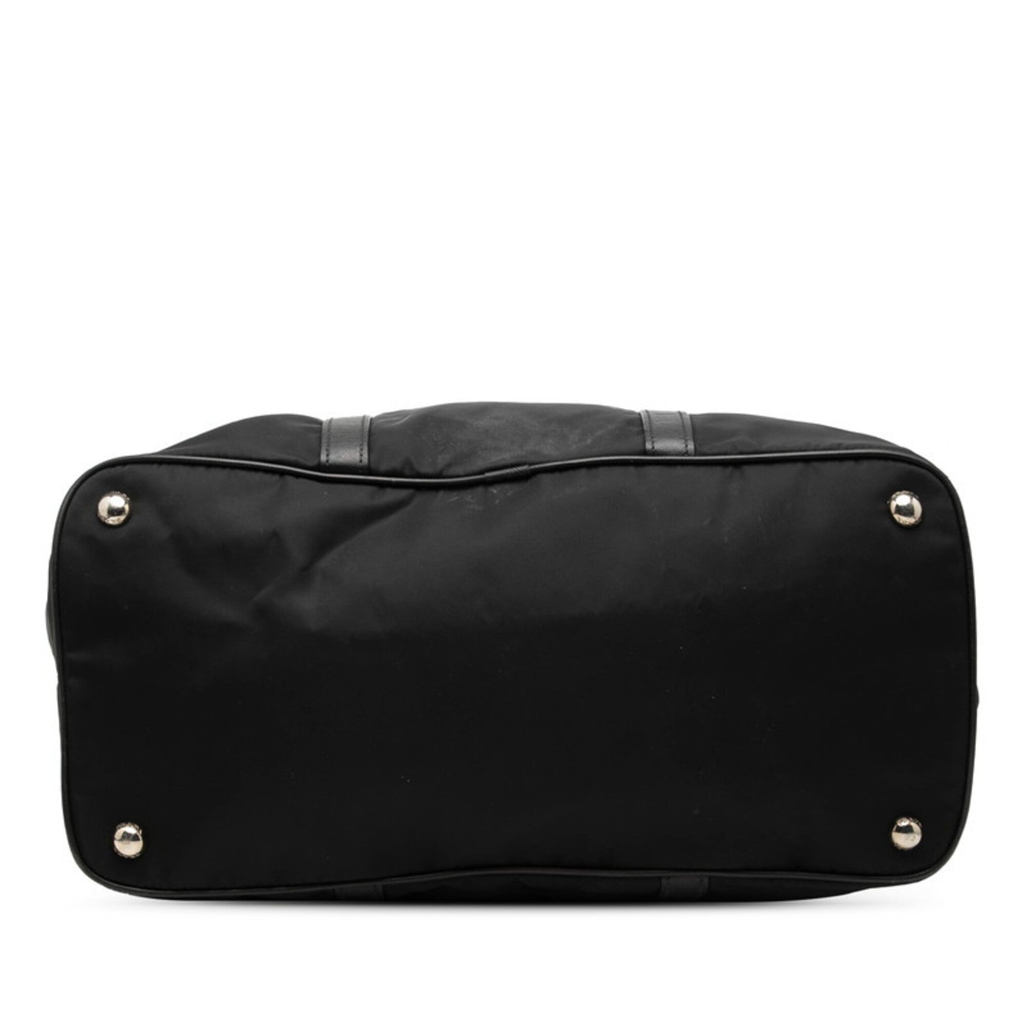 Prada Black Nylon Leather Handbag Shoulder Bag (Pre-Owned)