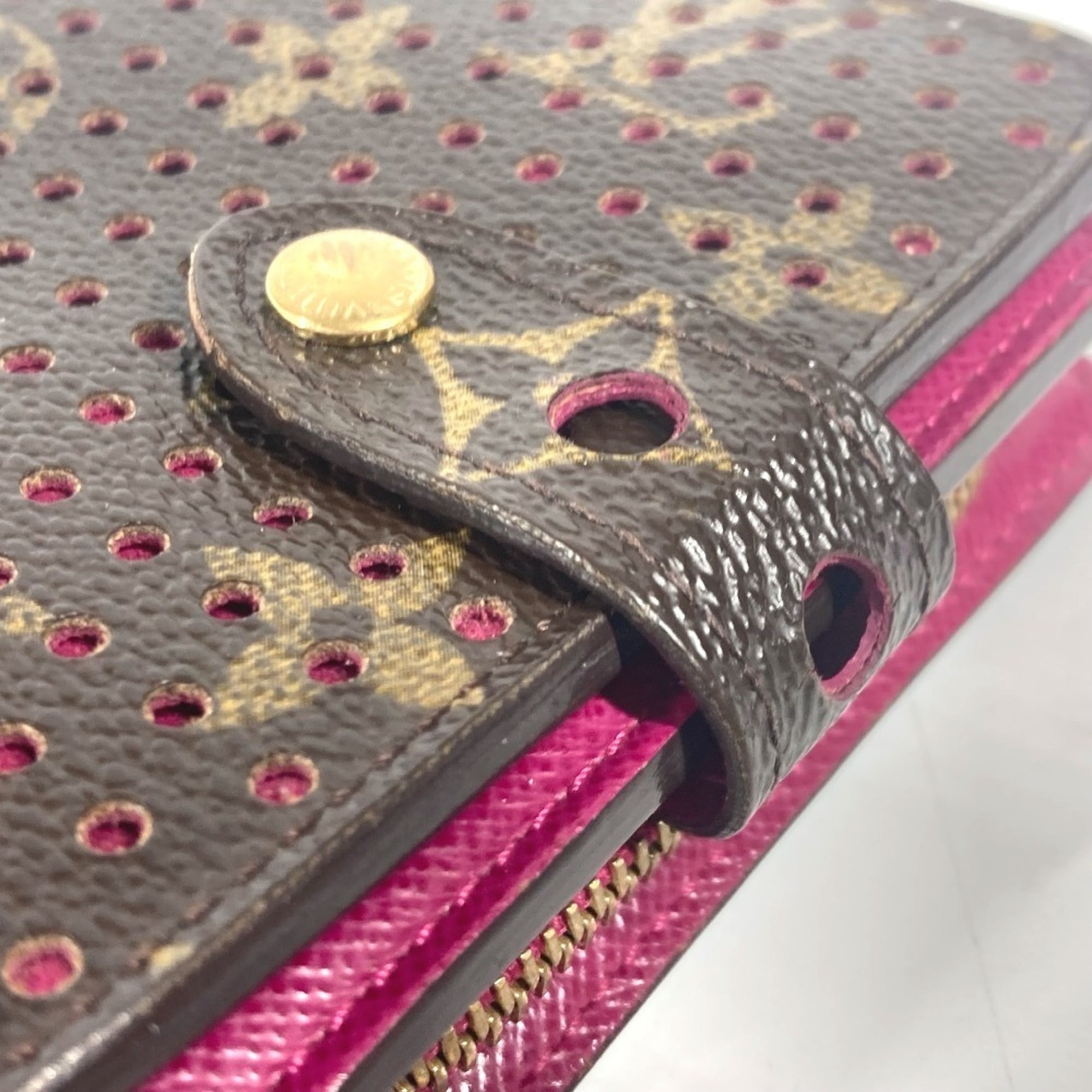 Louis Vuitton Brown Fuchsia Pink Monogram Wallet (Bi-Fold) (Pre-Owned)