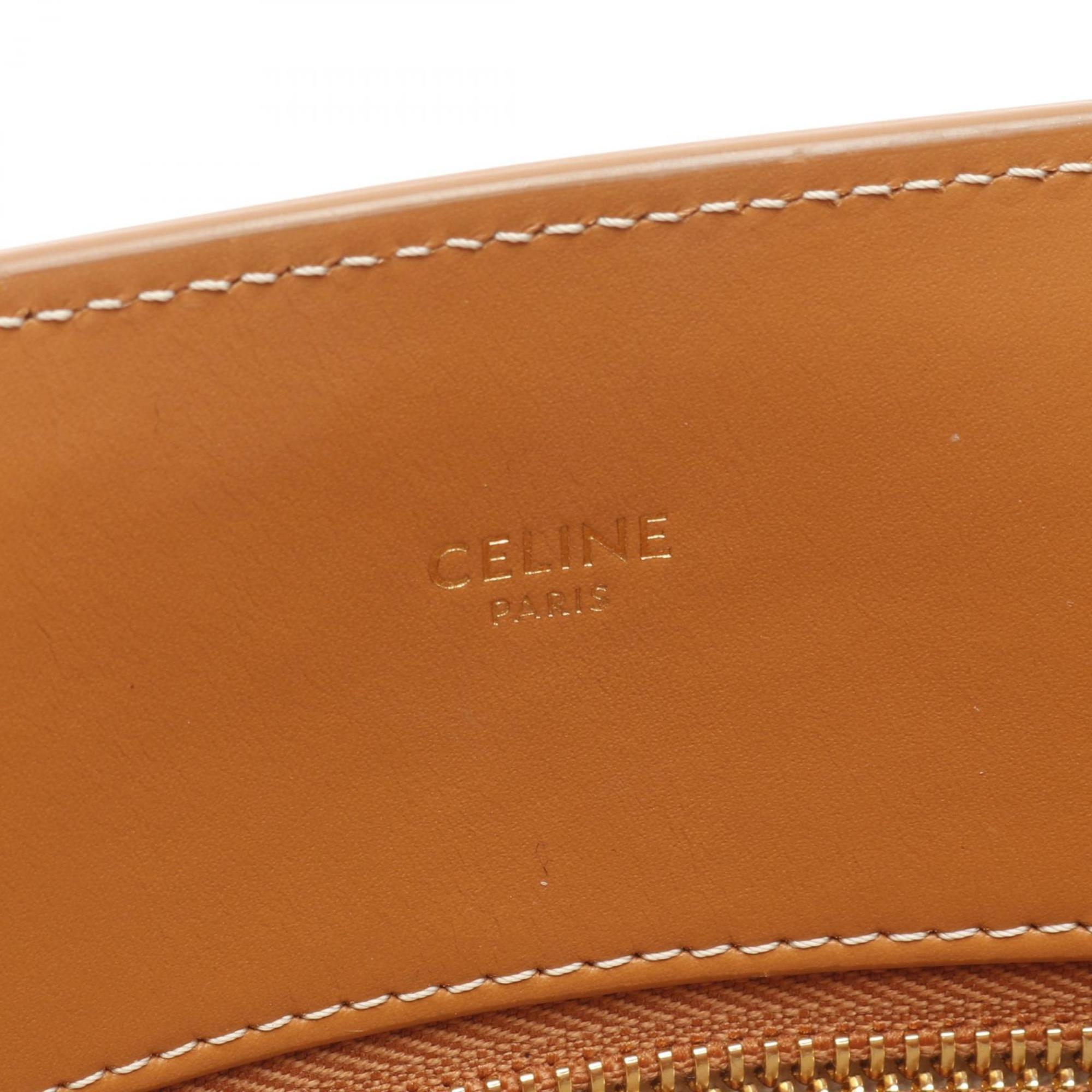 Celine Cabas Brown White Canvas Leather Tote Bag (Pre-Owned)