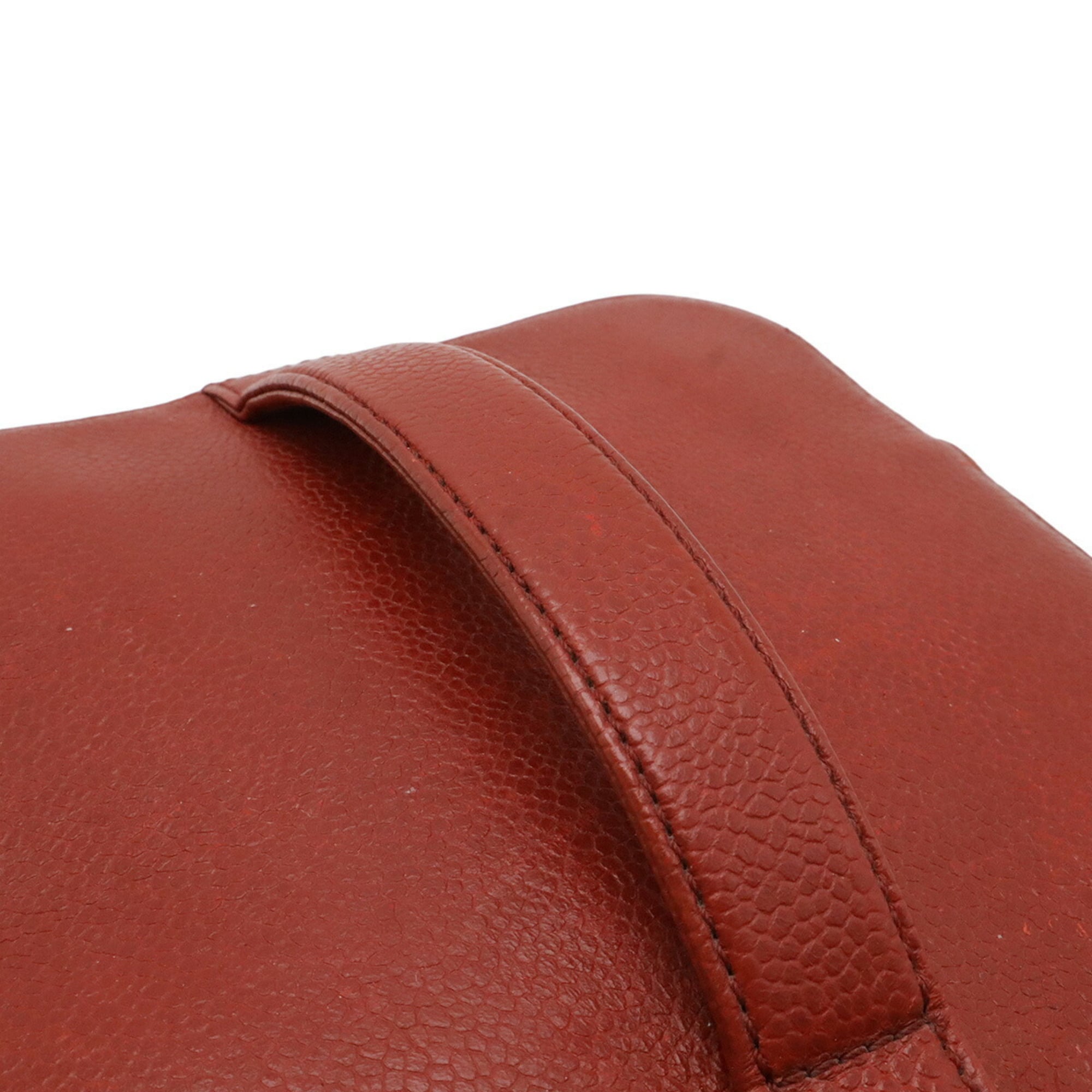 Chanel Red Color Grained Calfskin Handbag Pouch Vanity Bag (Pre-Owned)