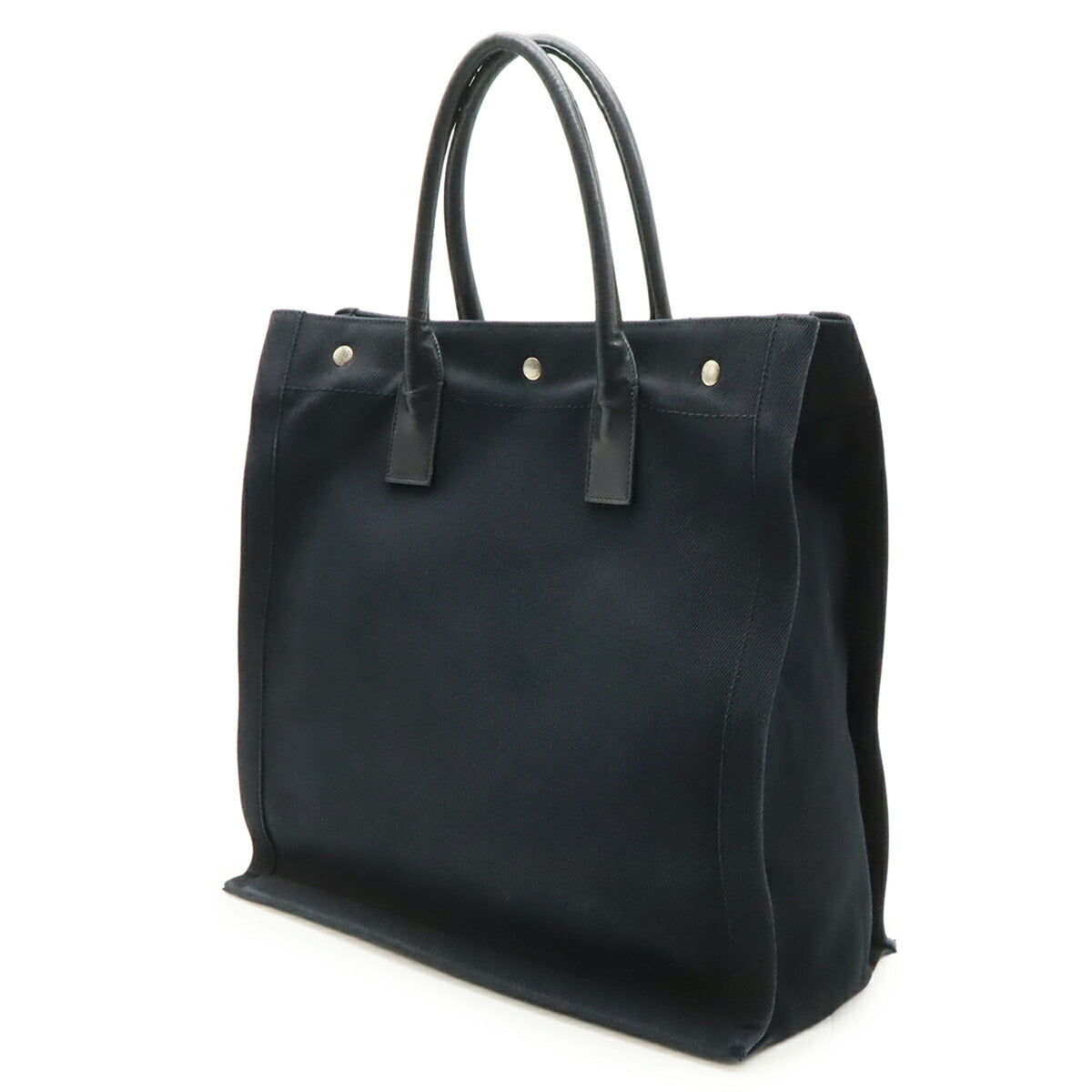 Yves Saint Laurent Black Canvas Leather Tote Bag (Pre-Owned)