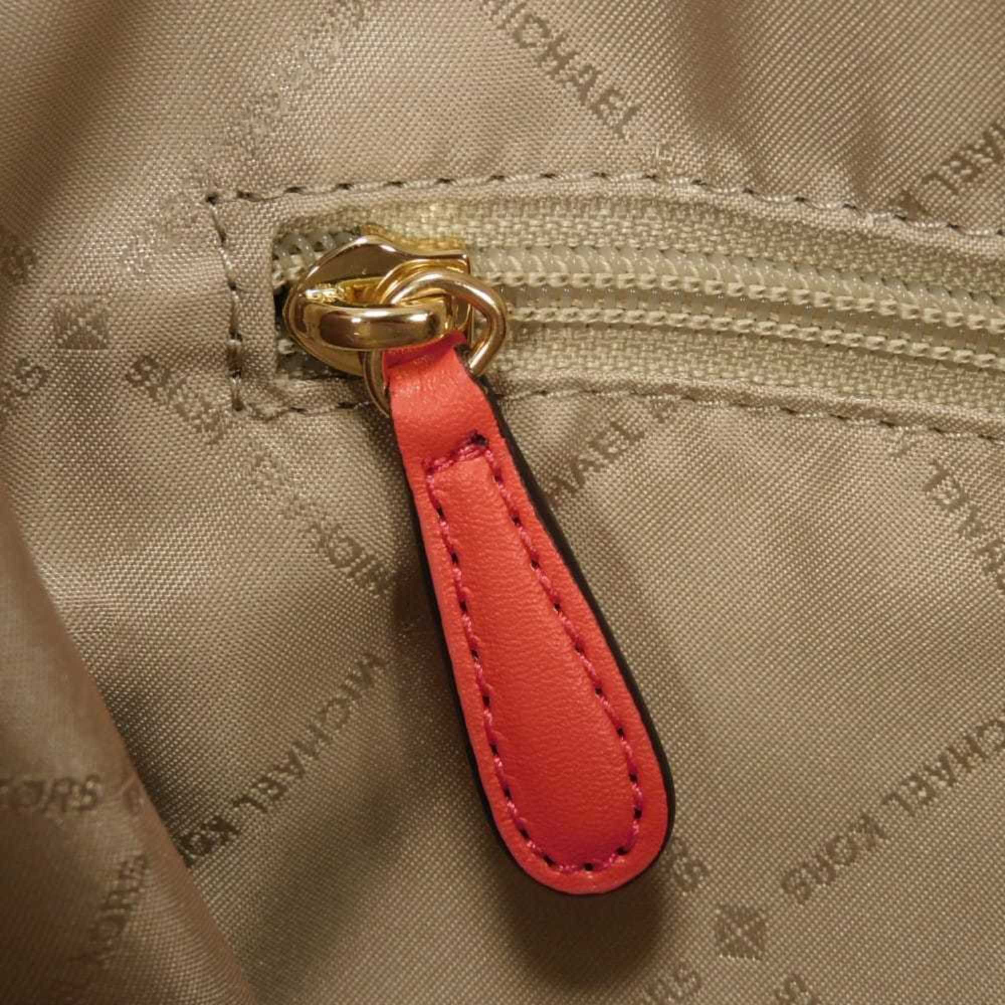 Michael Kors Red Color Leather Shoulder Bag Tote Bag (Pre-Owned)