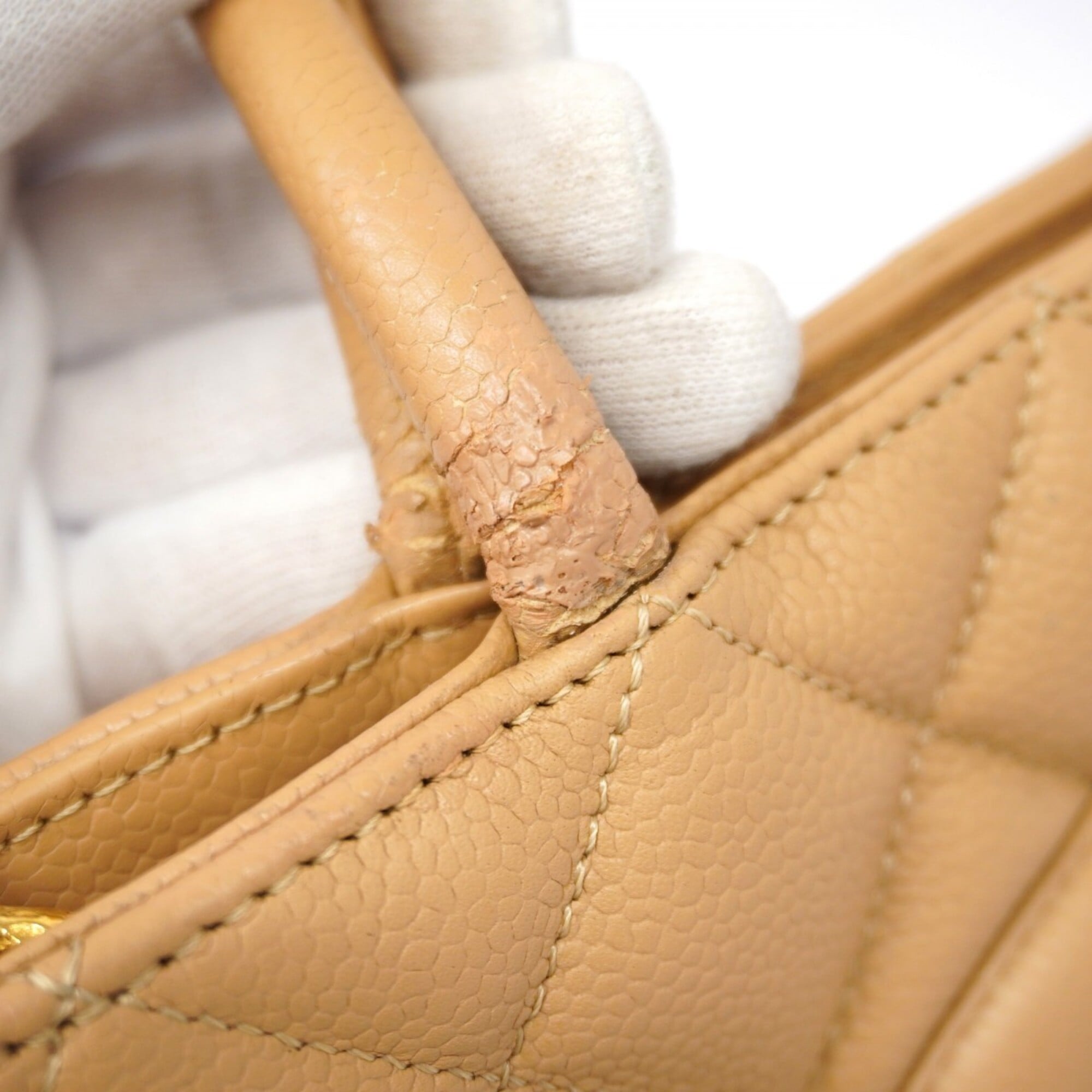 Chanel Beige Grained Calfskin Tote Bag (Pre-Owned)