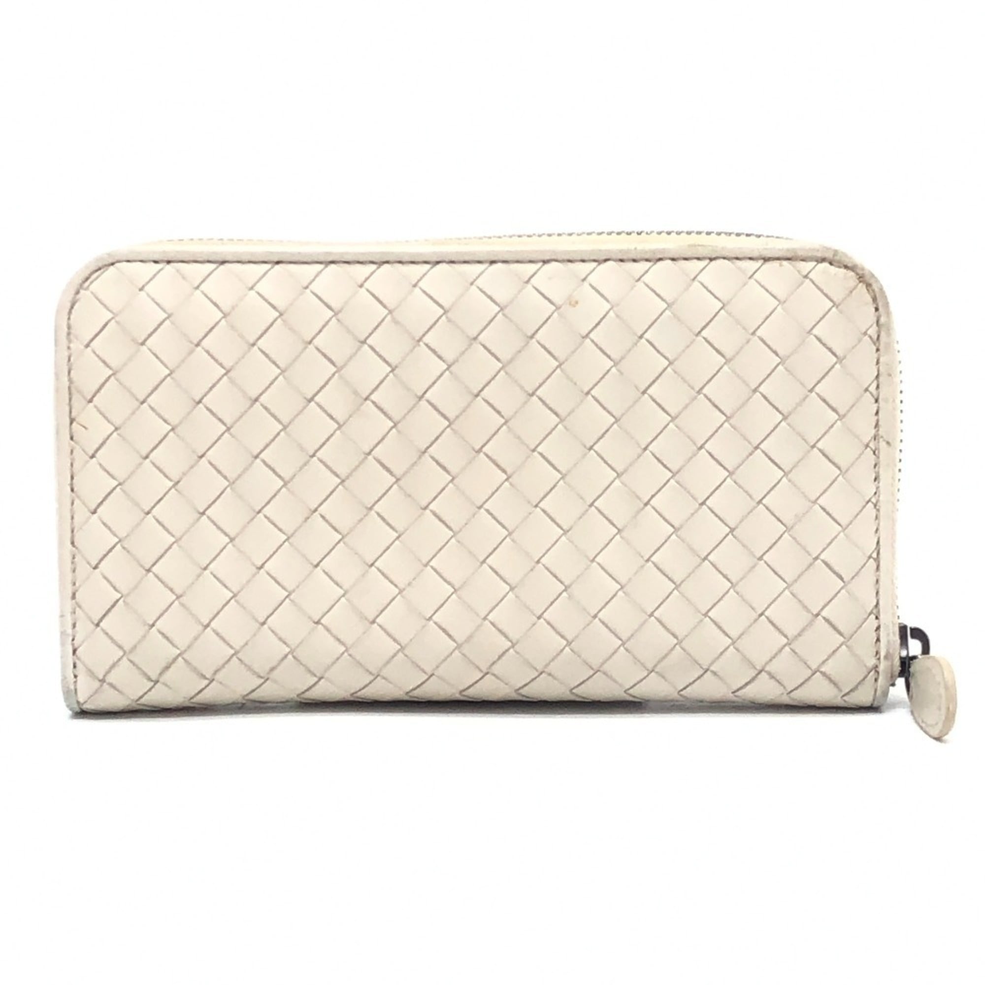 Bottega Veneta White Intrecciato Long Wallet (Bi-Fold) (Pre-Owned)