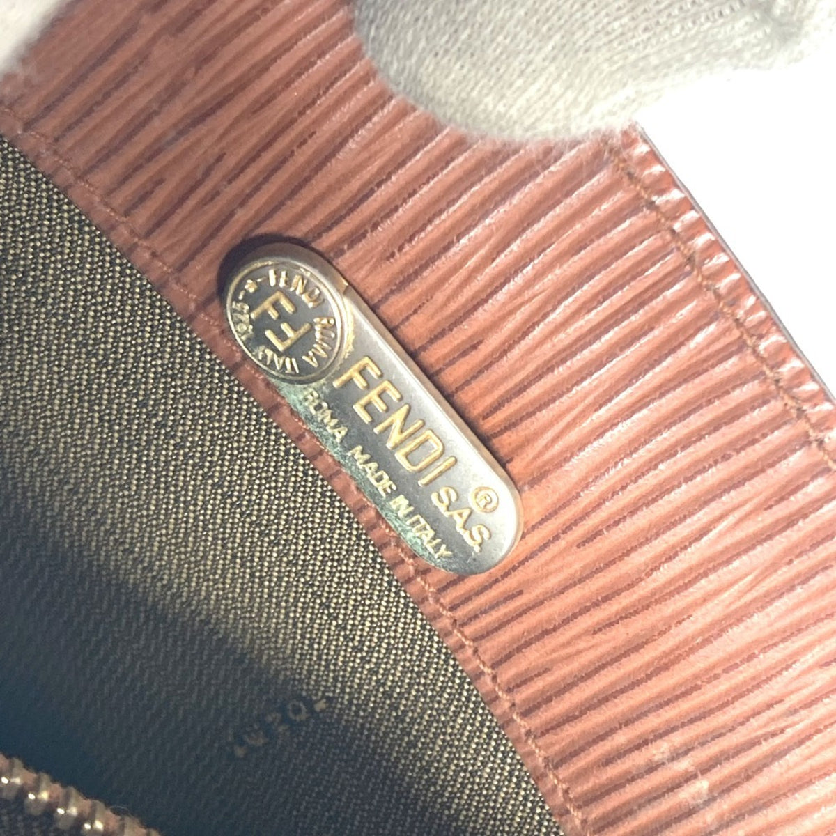 Fendi Brown Leather Handbag Shoulder Bag Tote Bag (Pre-Owned)