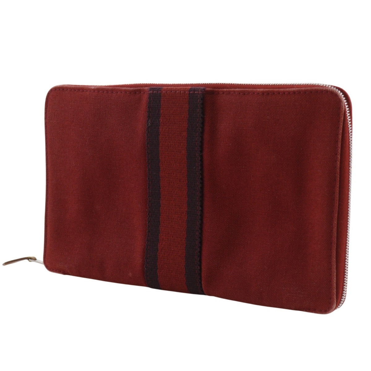 Hermes Red Color Canvas Long Wallet (Bi-Fold) (Pre-Owned)