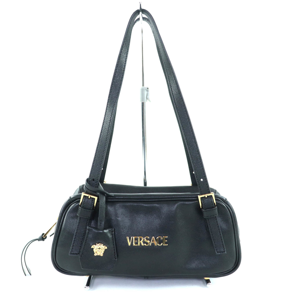 Versace Black Leather Handbag (Pre-Owned)