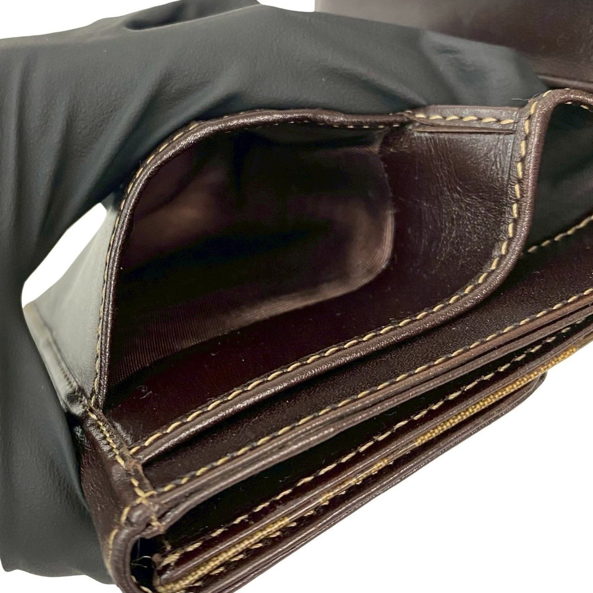 Fendi Brown Leather Patent Leather Wallet (Bi-Fold) (Pre-Owned)
