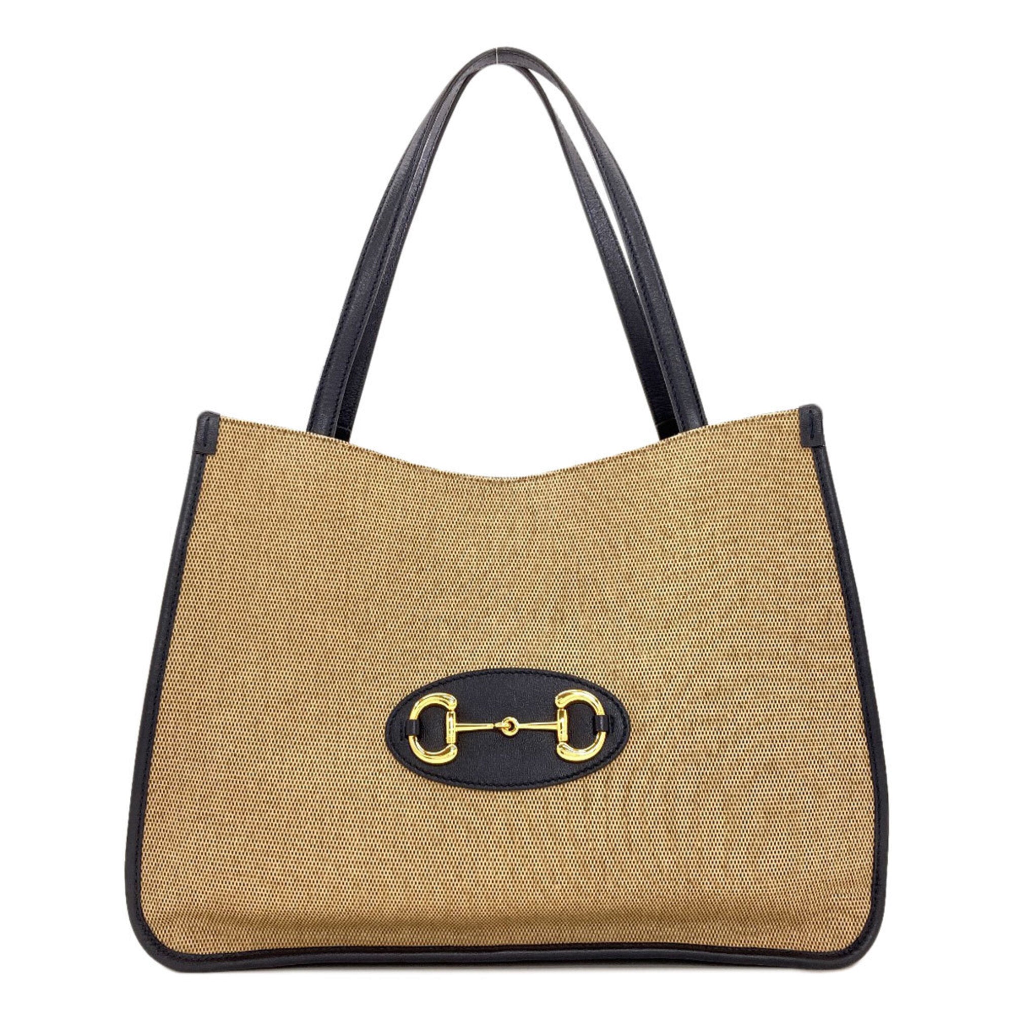 Gucci Beige Navy Canvas Tote Bag (Pre-Owned)