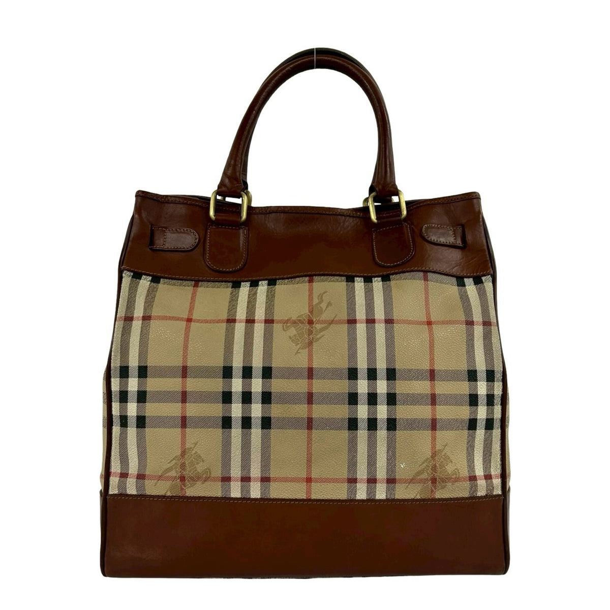 Burberry Beige Brown Leather Handbag Tote Bag (Pre-Owned)