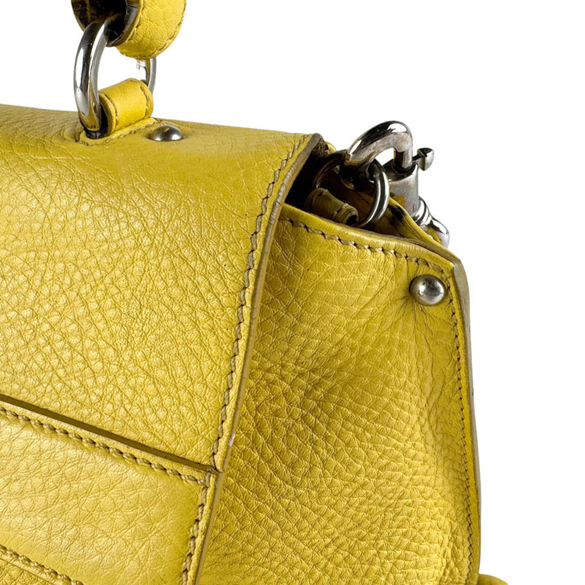 Salvatore Ferragamo Yellow Leather Handbag Shoulder Bag (Pre-Owned)
